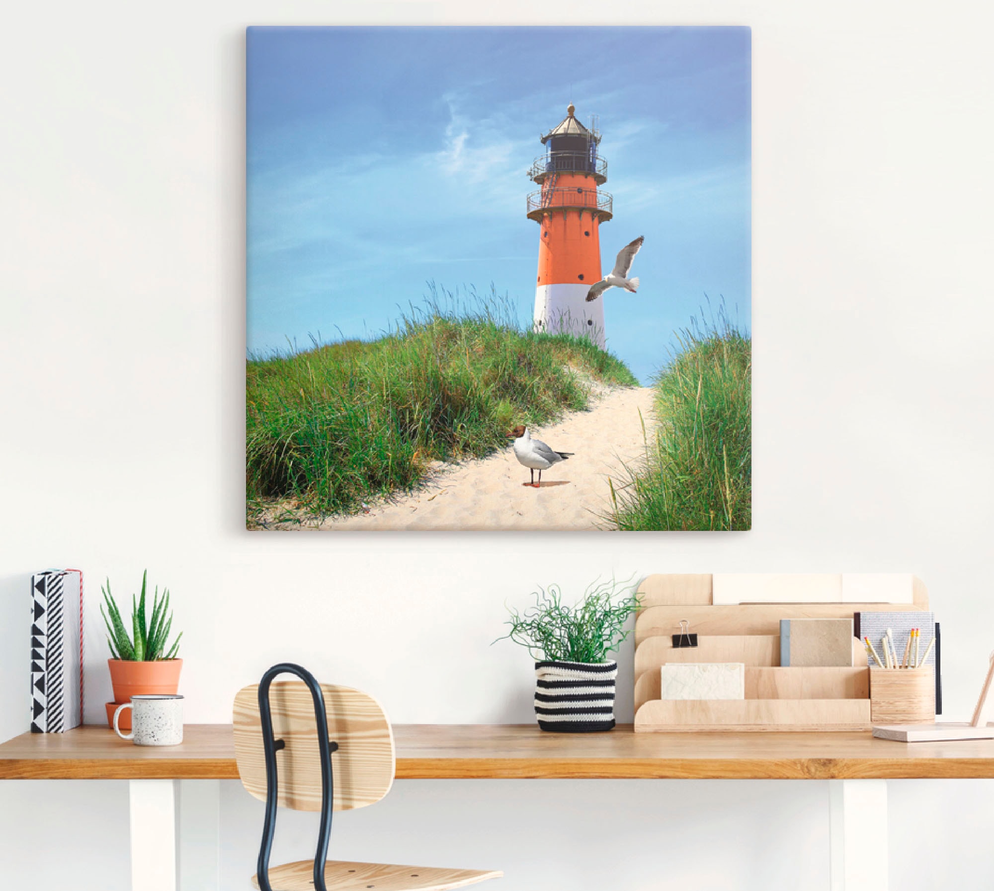 Artland Wandbild »Am Leuchtturm«, Gebäude, (1 St.), als Leinwandbild, Wandaufkleber in verschied. Größen