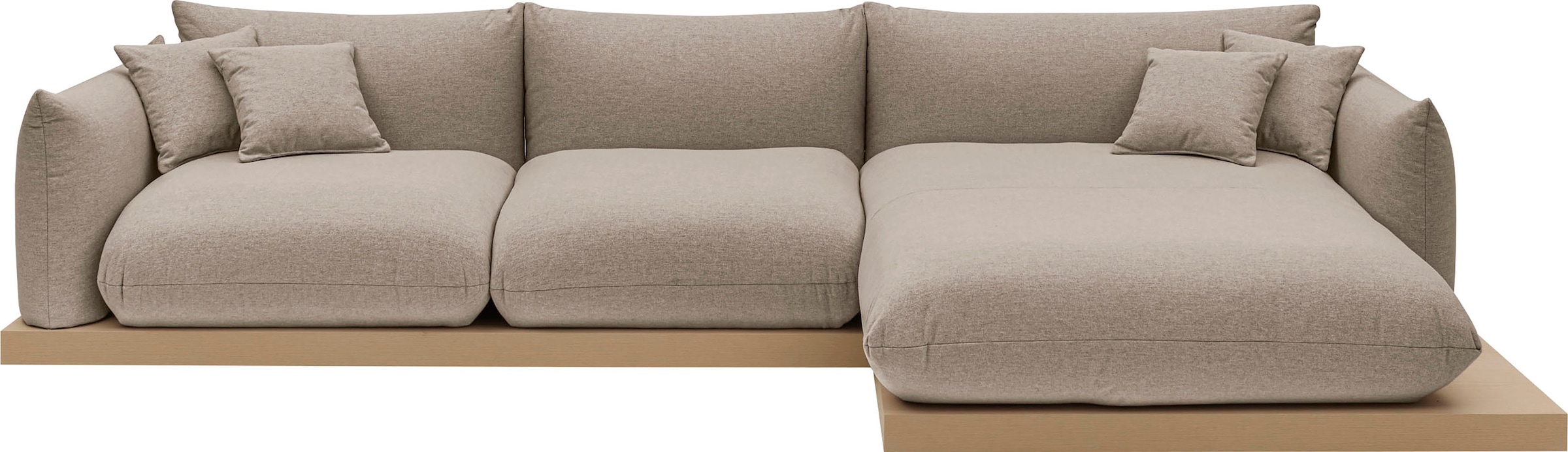OTTO home Ecksofa »Kalix, Polsterecke mit kräftigem Holz-Plateau, moderne Couch in L-Form«, wahlweise Recamiere links o. rechts, Strukturstoff, hoher Sitzkomfort