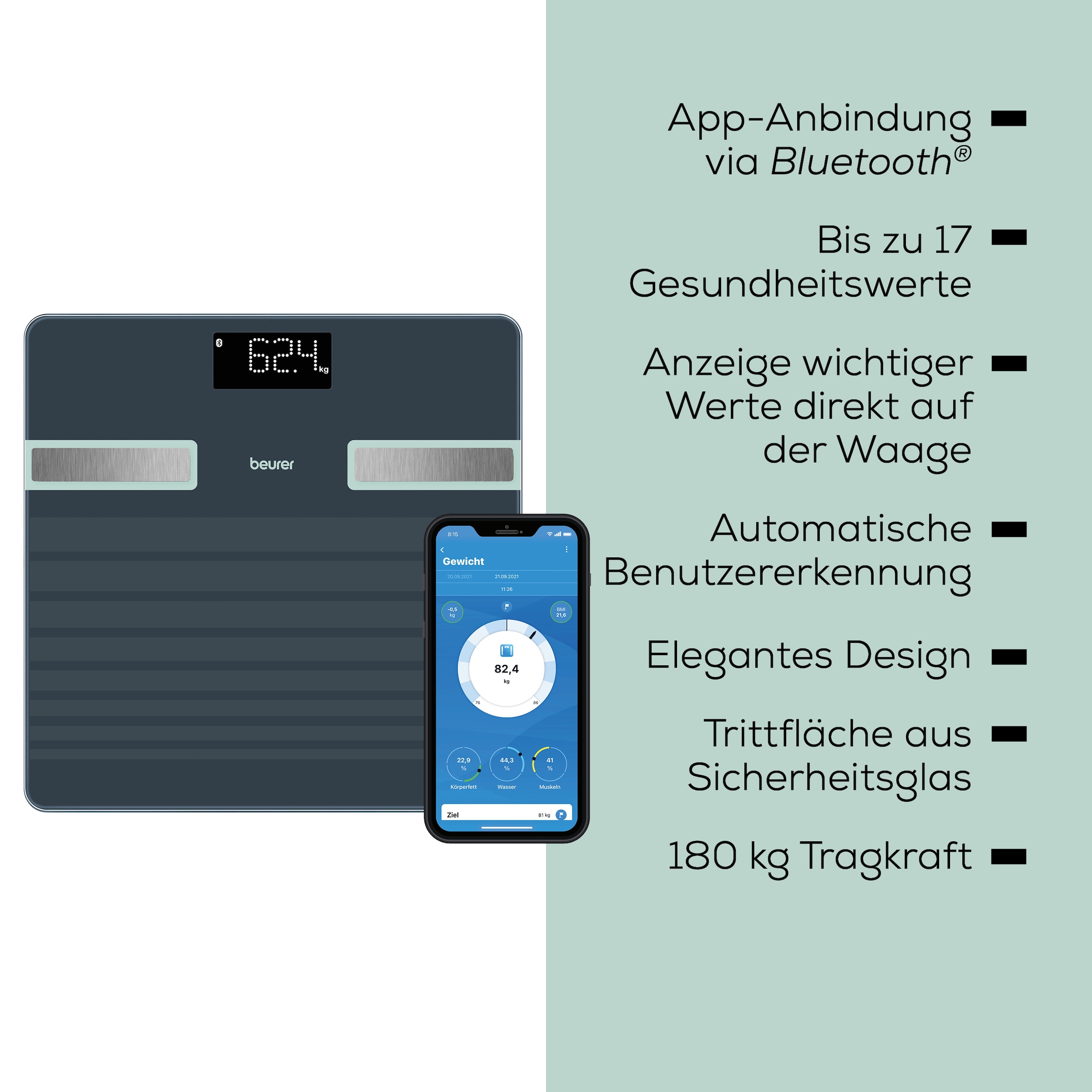 BEURER Körper-Analyse-Waage »BF 451 Limited Edition 2026« 17 Gesundheitswerte immer im Blick, mit kostenloser App