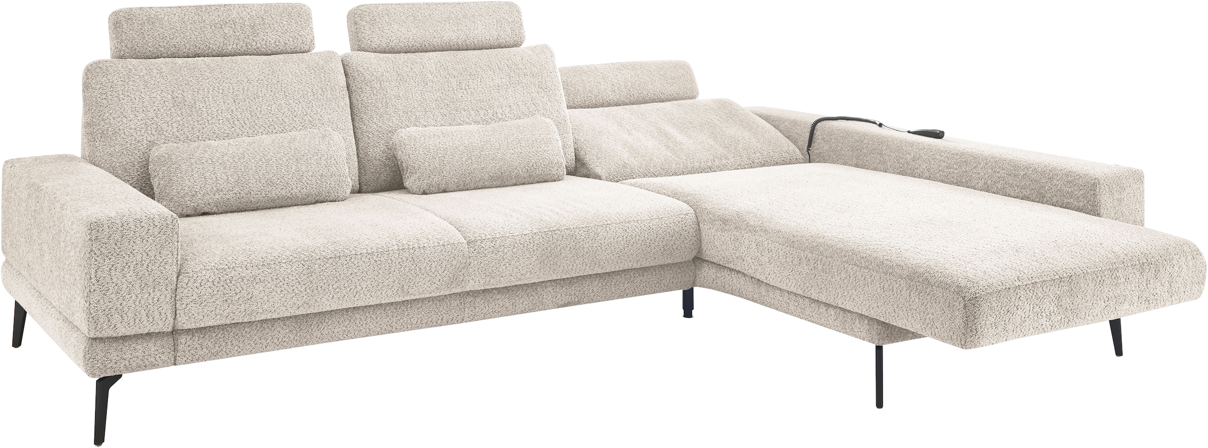 set one by Musterring Ecksofa »SO 3600, inkl motor. Sitztiefenverstellung, Kopfstützen, Nierenkissen«, Sitzhöhe 44 cm, Federkern, Breite 293 x Tiefe 180 cm, Kama sand