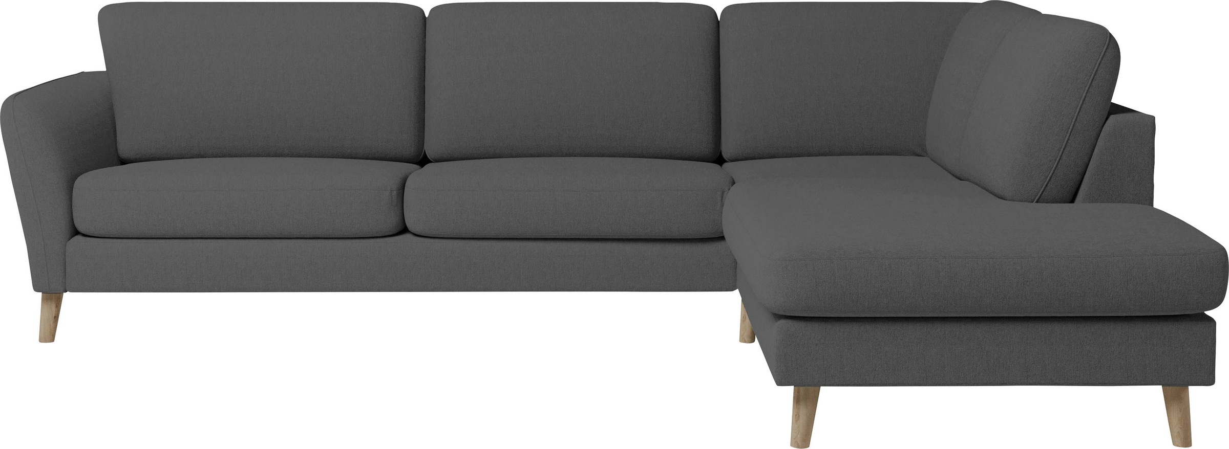 Home affaire Ecksofa »MARSEILLE 278/202 cm, L-Form, Ottom. rechts/links, verschiedene Bezüge«, Massivholzbeine Eiche, Landhausstil, Wellenunterfederung