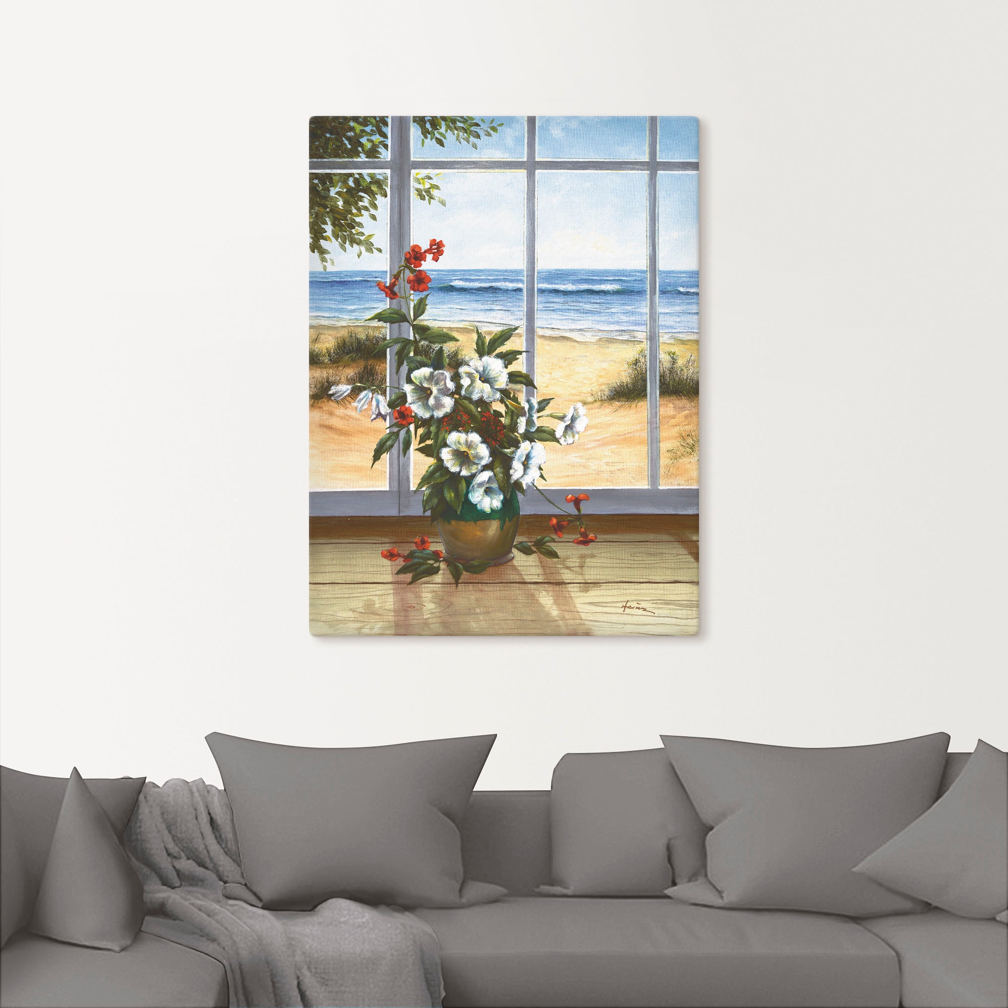 Artland Wandbild »Meerblick«, Fensterblick, (1 St.), als Leinwandbild, Post günstig online kaufen