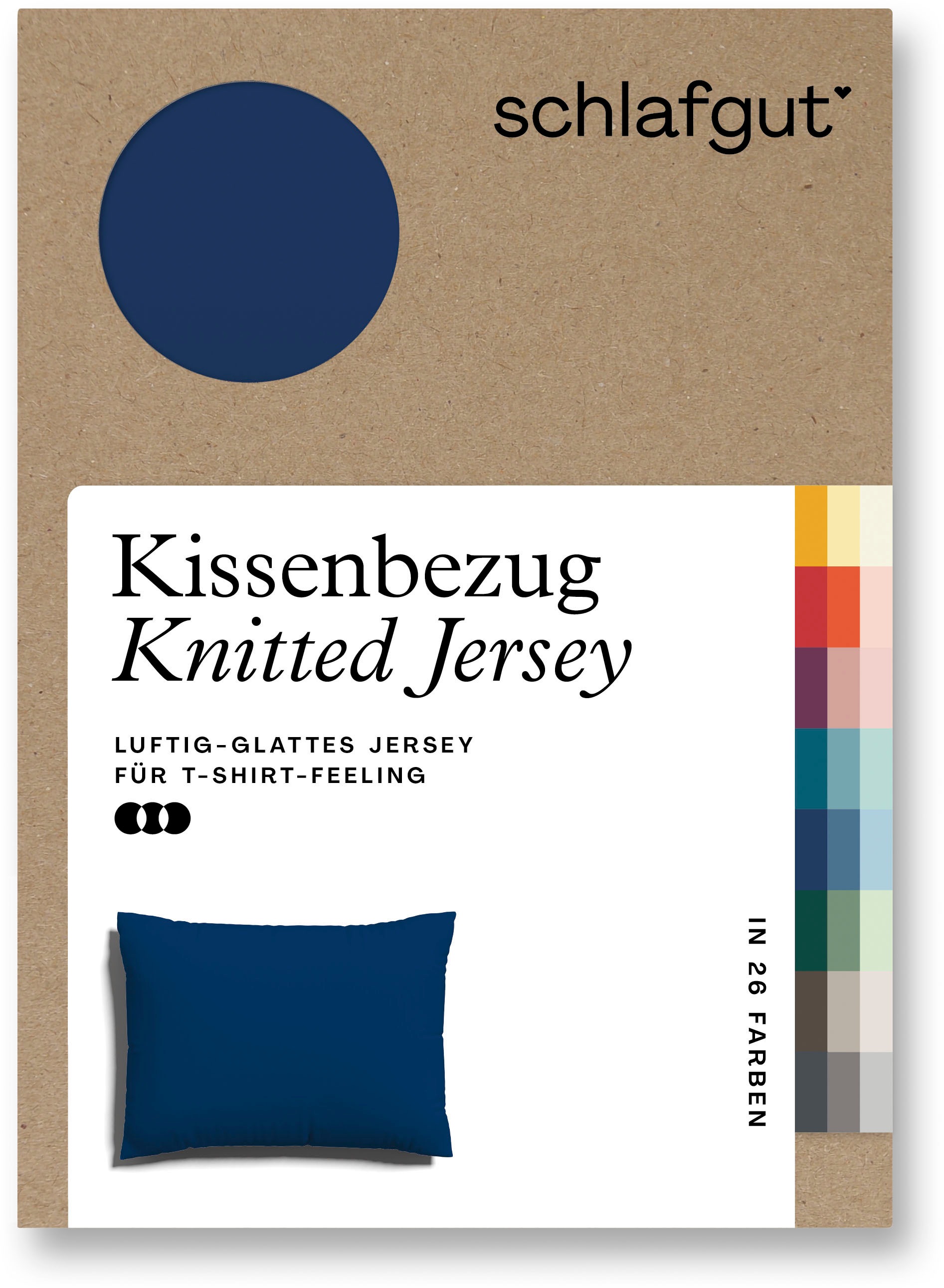 Schlafgut Kissenbezug »Knitted Jersey aus Bio-Baumwolle mit Elasthan, bügelfrei,«, (1 St.), besonders fein gestrickt, Kissenhülle mit farbigem Reißverschluss