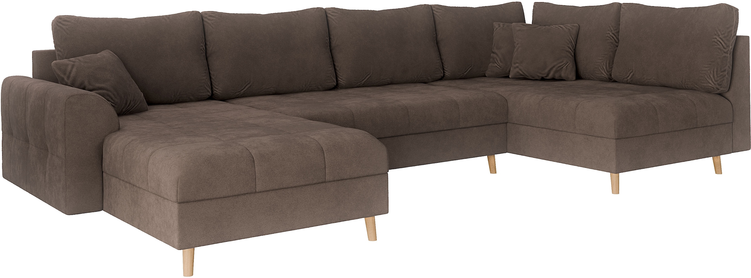 Home affaire Wohnlandschaft »CHARRE U-Form mit Ottomane, Maße B/T/H: 310/161/81 cm«, feine Steppung, lose Rücken- und Zierkissen, auch in Cord und Bouclé