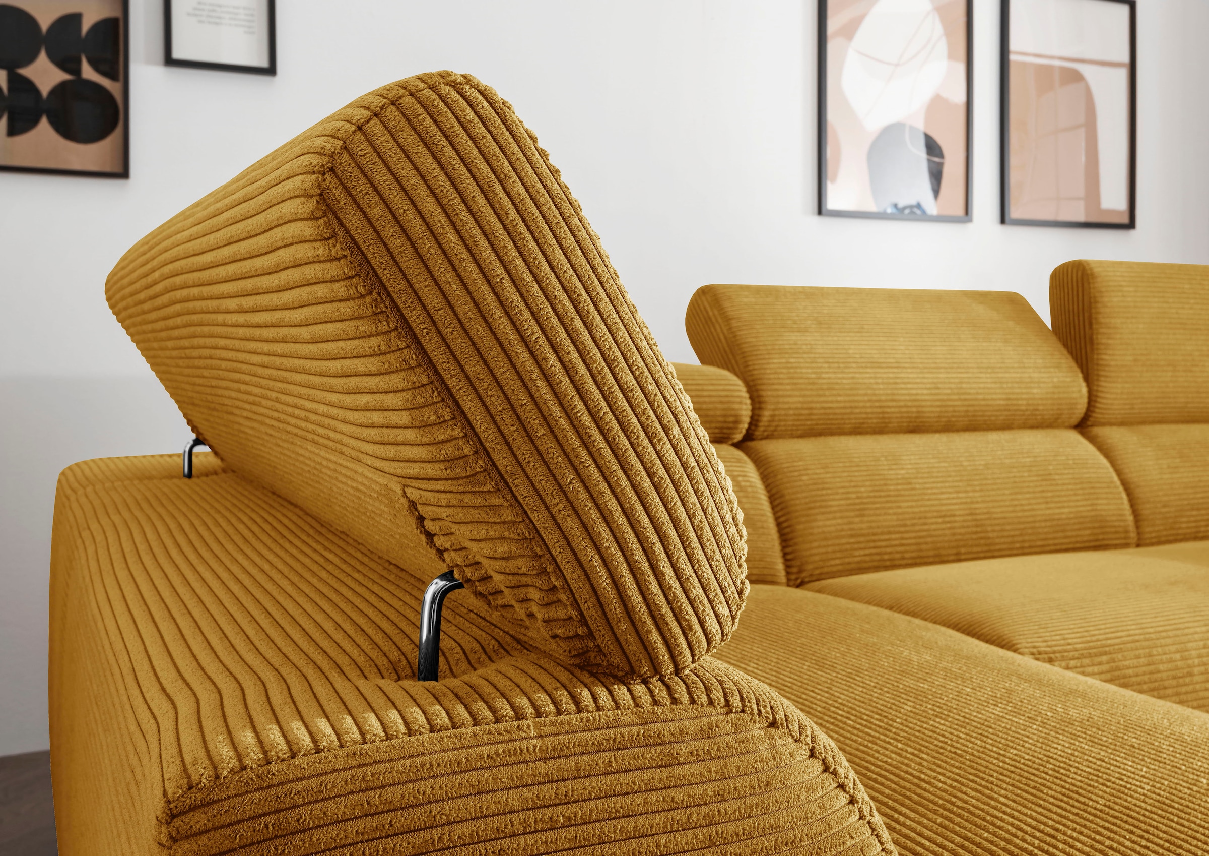 alina Ecksofa »Hikari«, wahlweise mit Sitzvorzug, in modernem Cordstoff, Breite 302 cm
