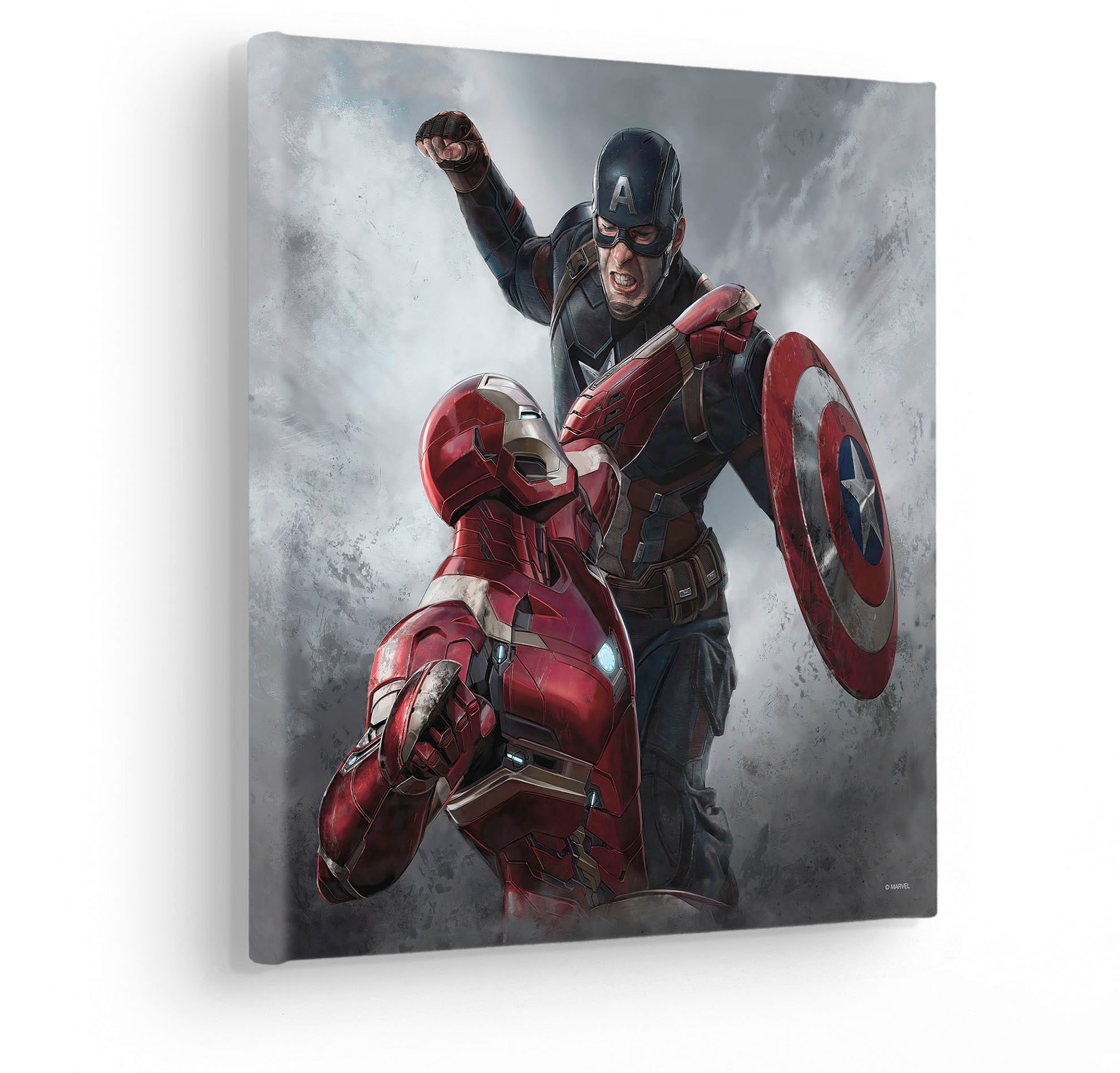 Komar Leinwandbild »Captain America vs. Iron Man - Größe 30 x 30 cm«, Disney, (1 St., 30 x 30 cm (Breite x Höhe), Keilrahmenbild mit Echtholzrahmen, Kinderzimmer