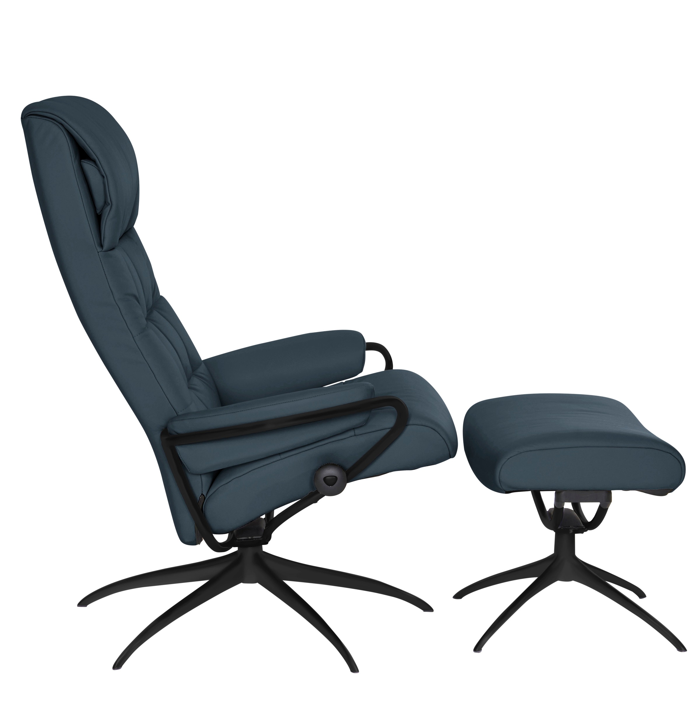 Stressless® Relaxsessel »London«, (Set, Relaxsessel mit Hocker), mit Hocker, High Back, mit Star Base, Gestell Schwarz