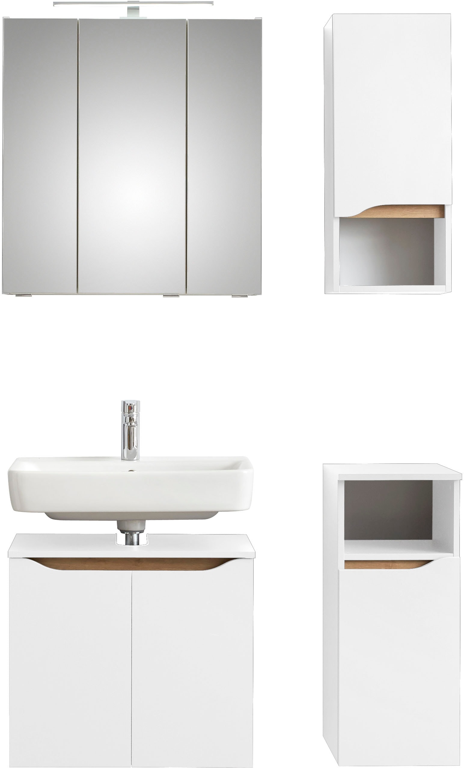 Saphir Badmöbel-Set »Quickset 4-teilig, Waschbeckenunterschrank mit LED-Spi günstig online kaufen