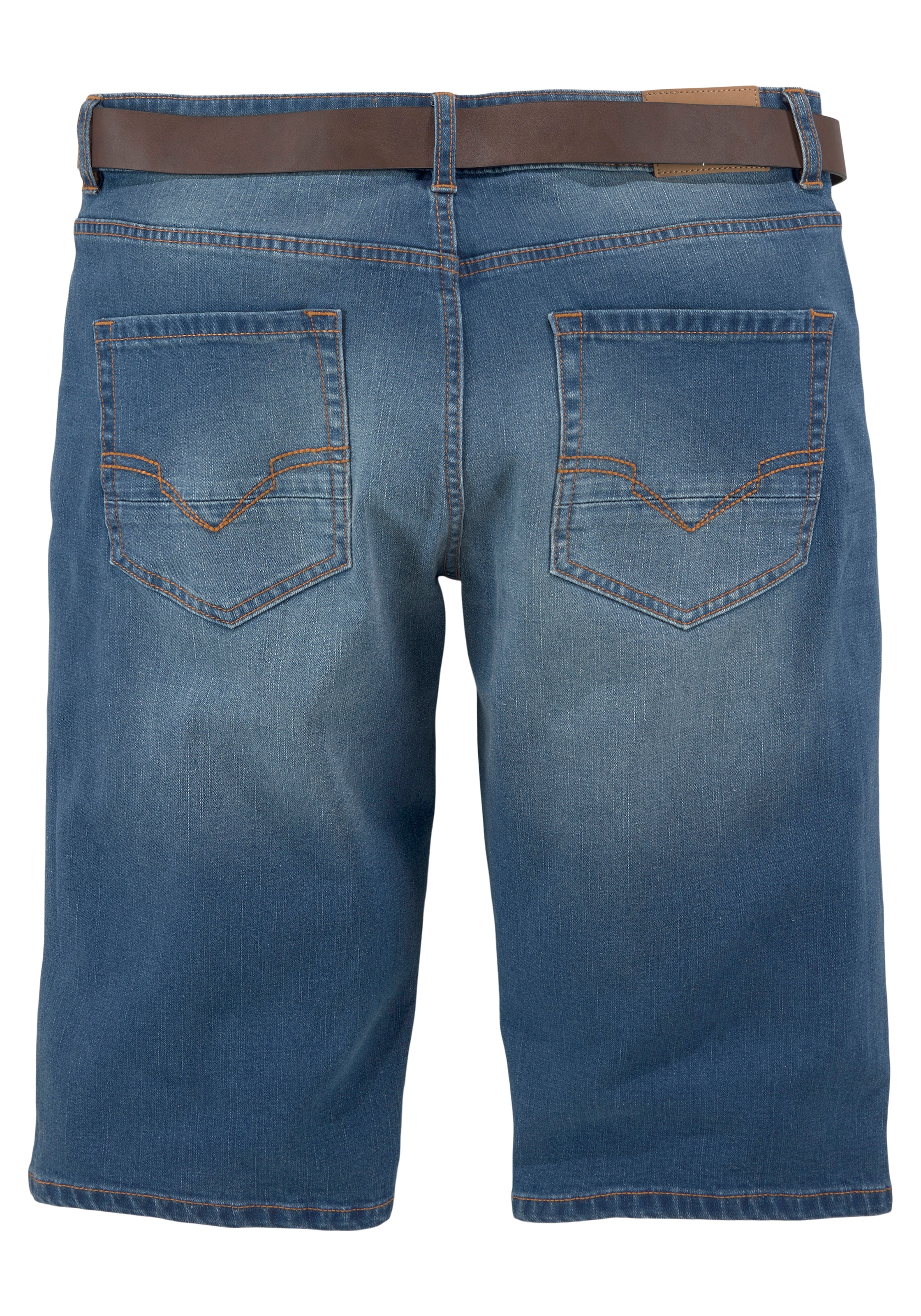 H.I.S Jeansbermudas »HANTZ«, (Set, 2 tlg., mit abnehmbarem Gürtel), gerader Beinschnitt, Used-Look mit Abriebeffekten