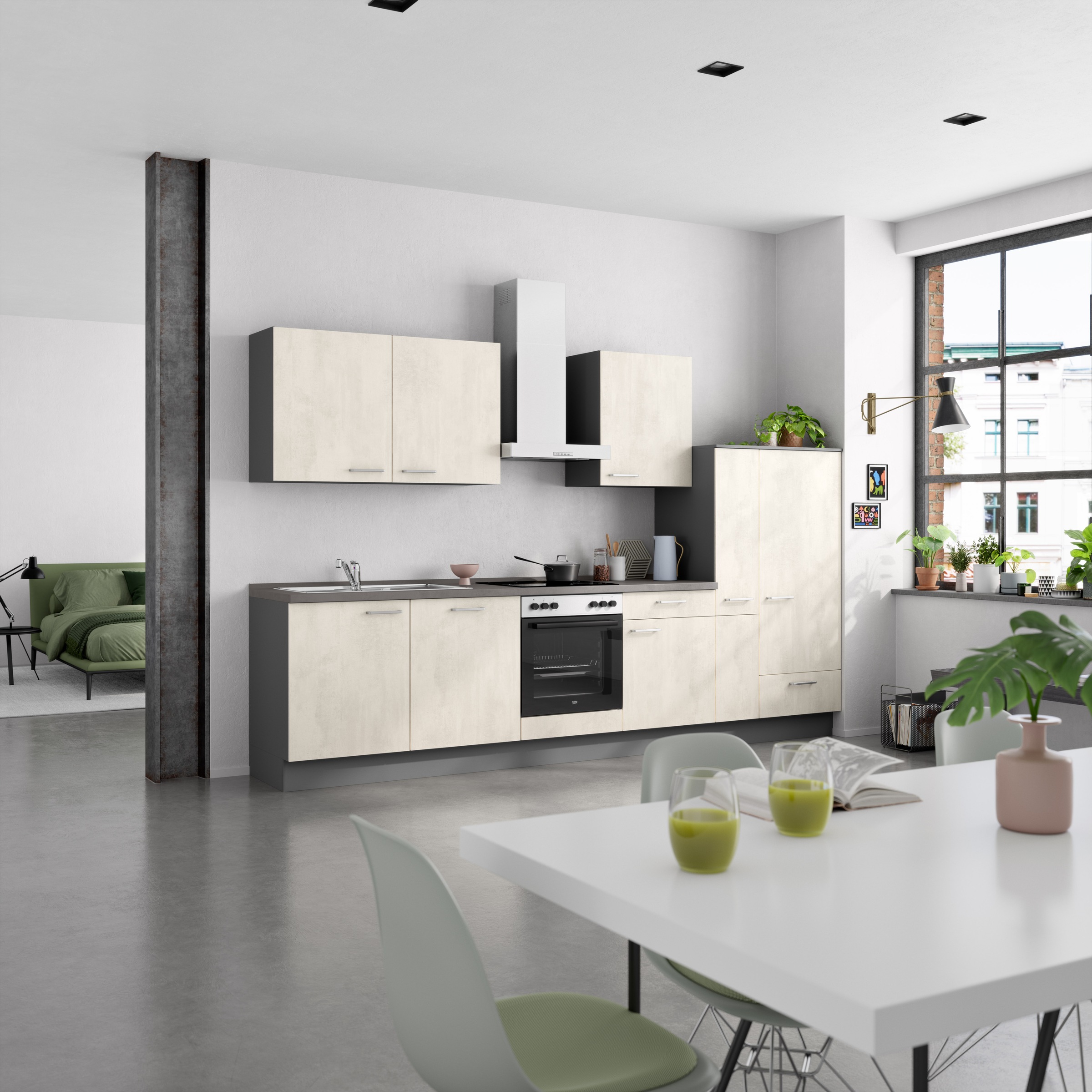 nobilia® Küchenzeile »"Riva I"« vormontiert,  Ausrichtung wählbar, Breite 330 cm, wahlw. mit E-Geräten