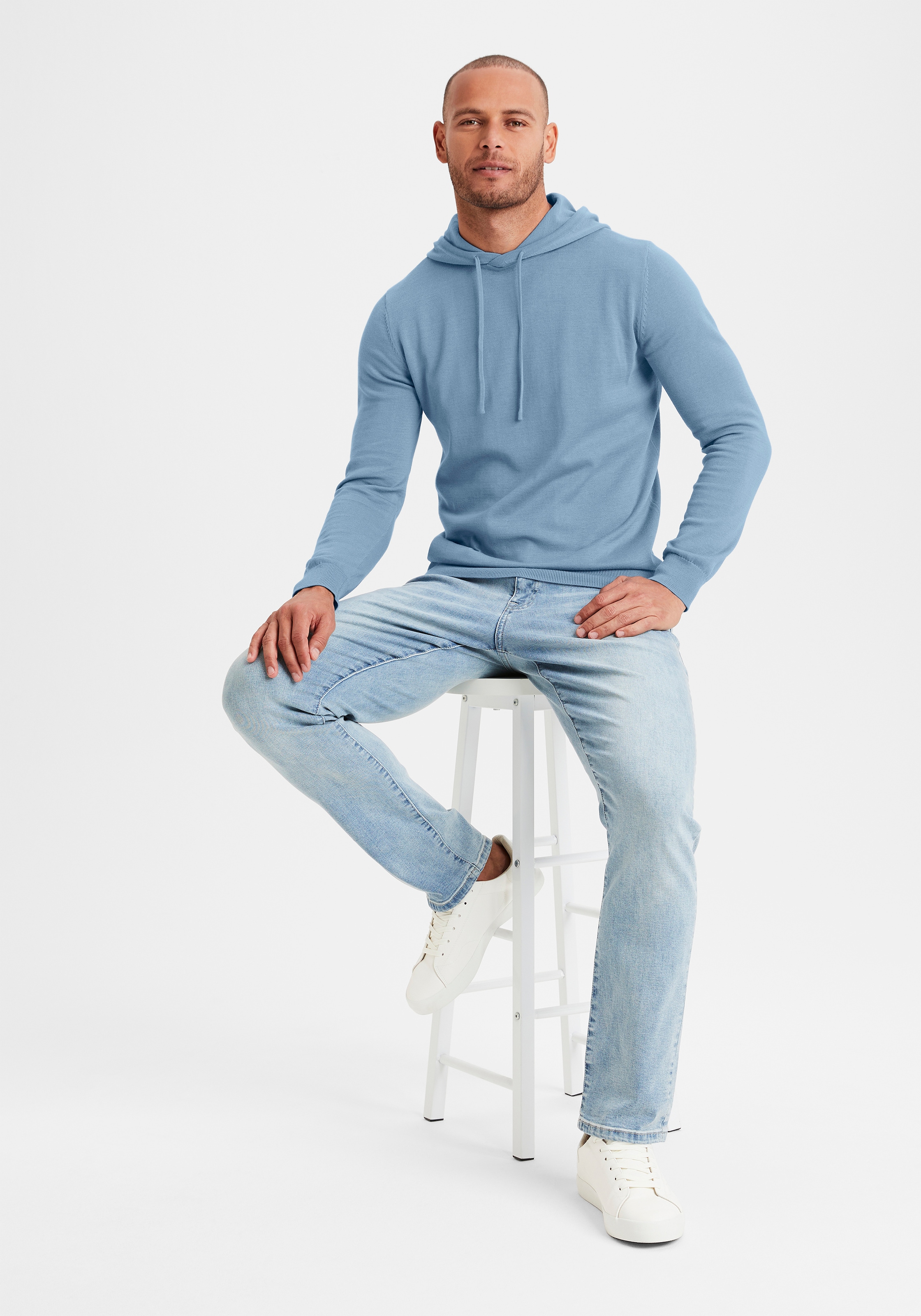 H.I.S Hoodie », Strickpullover mit Kapuze« Feinstrick aus pflegeleichter Baumwollmischung