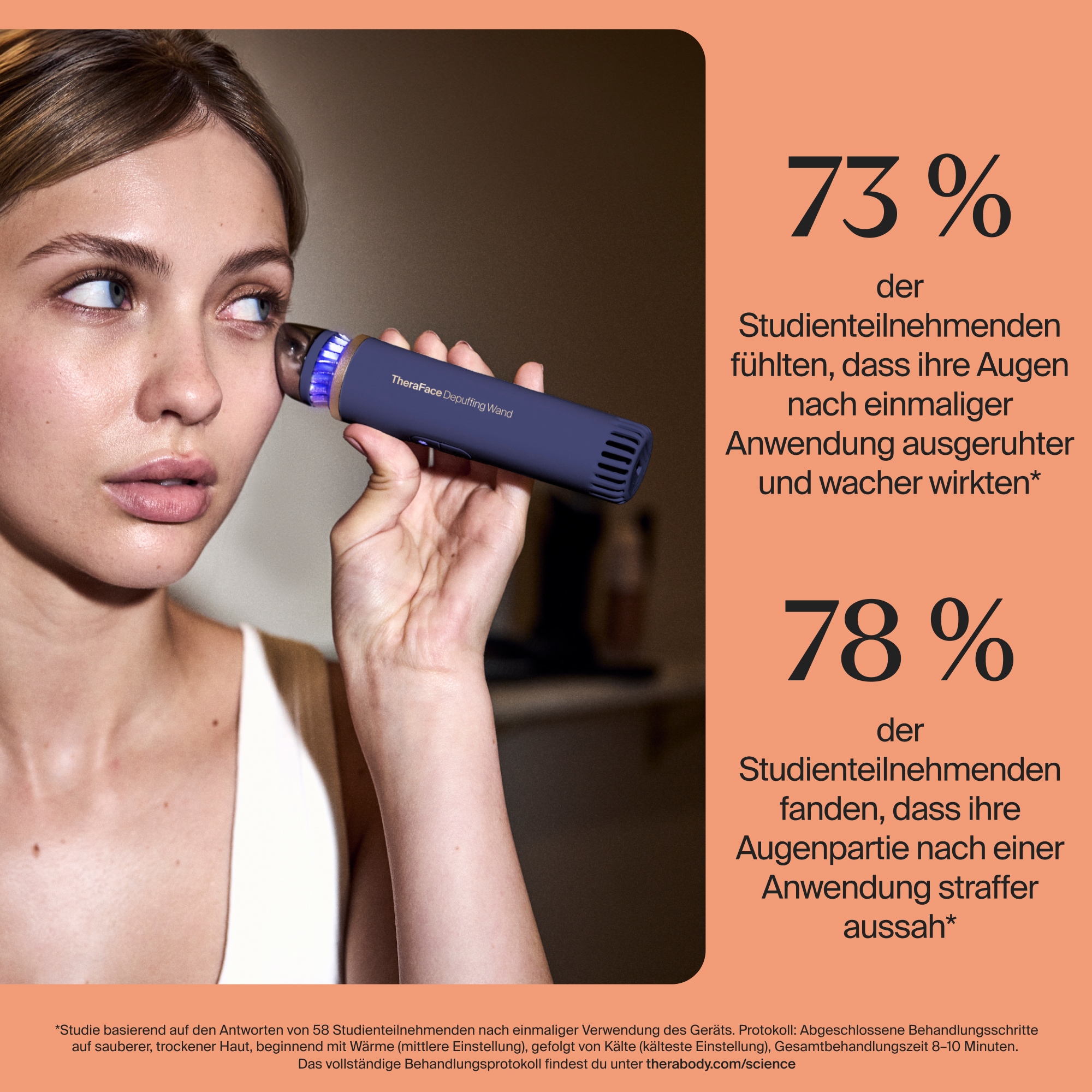 Therabody Anti-Aging-Gerät »Theraface Depuffing Wand Kälte- und Wärmebehandlungen für das Gesicht«, Verbessert die Strahlkraft, reduziert Augenringe und Schwellungen