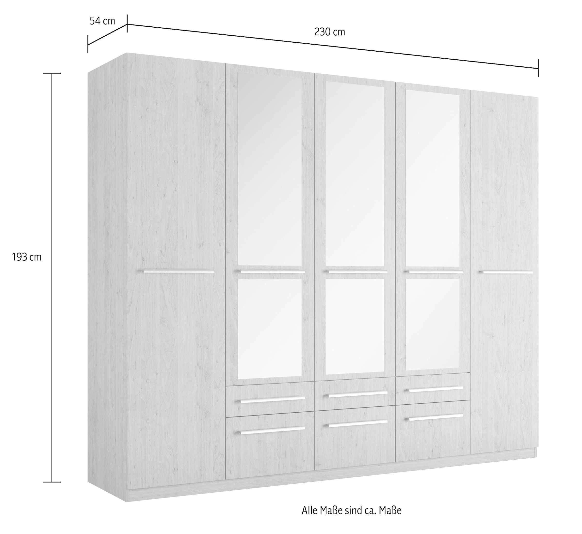 priess Kleiderschrank »Schrank Garderobe Wäscheschrank Barcelona in 5 Breiten«, viel Stauraum, geräumige Schubkästen, mit Spiegel, MADE IN GERMANY