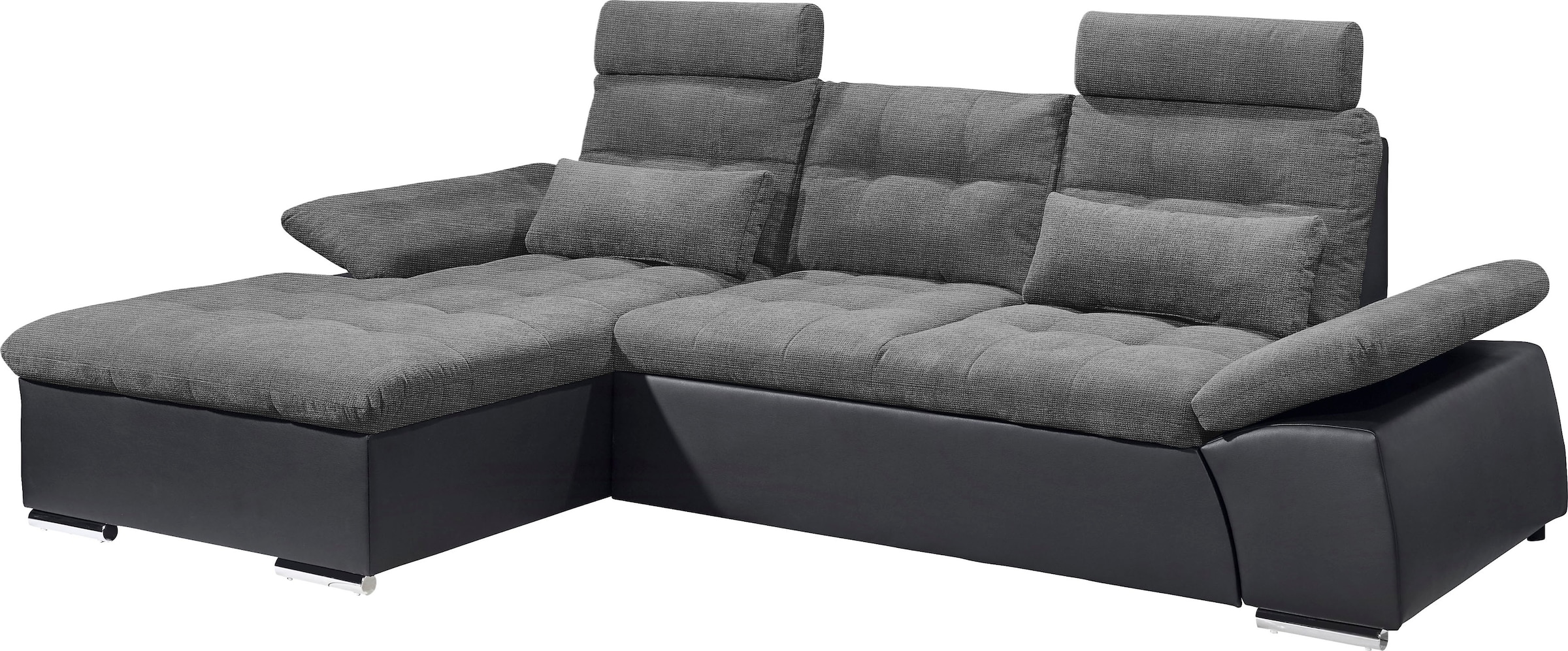 ED EXCITING DESIGN Ecksofa »Jakarta L-Form«, mit Bettfunktion, Armteilverstellung, Kopfstützen & 2 Nierenkissen