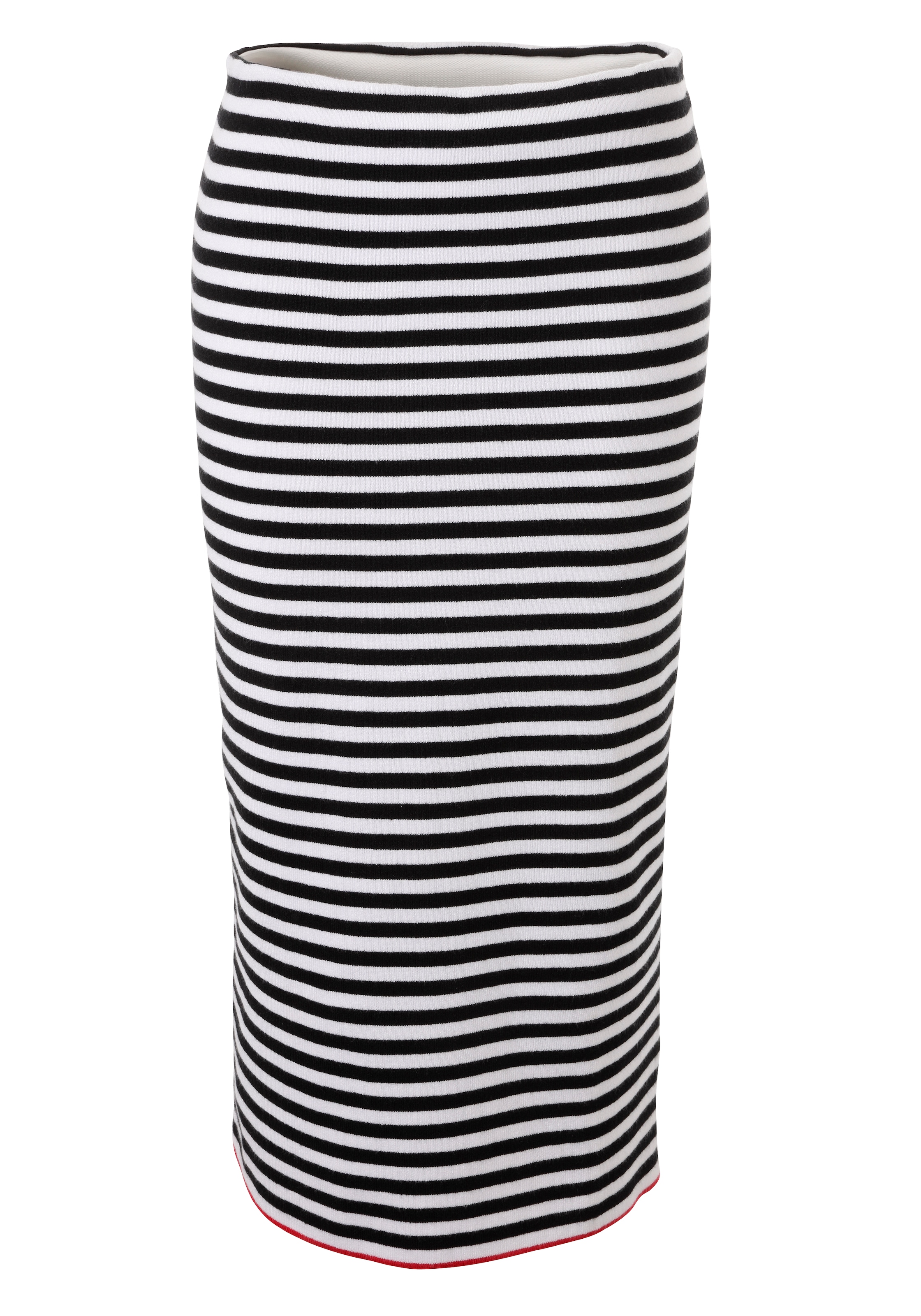 Aniston CASUAL Strickrock, mit rotem Farbakzent am Saum - NEUE KOLLEKTION