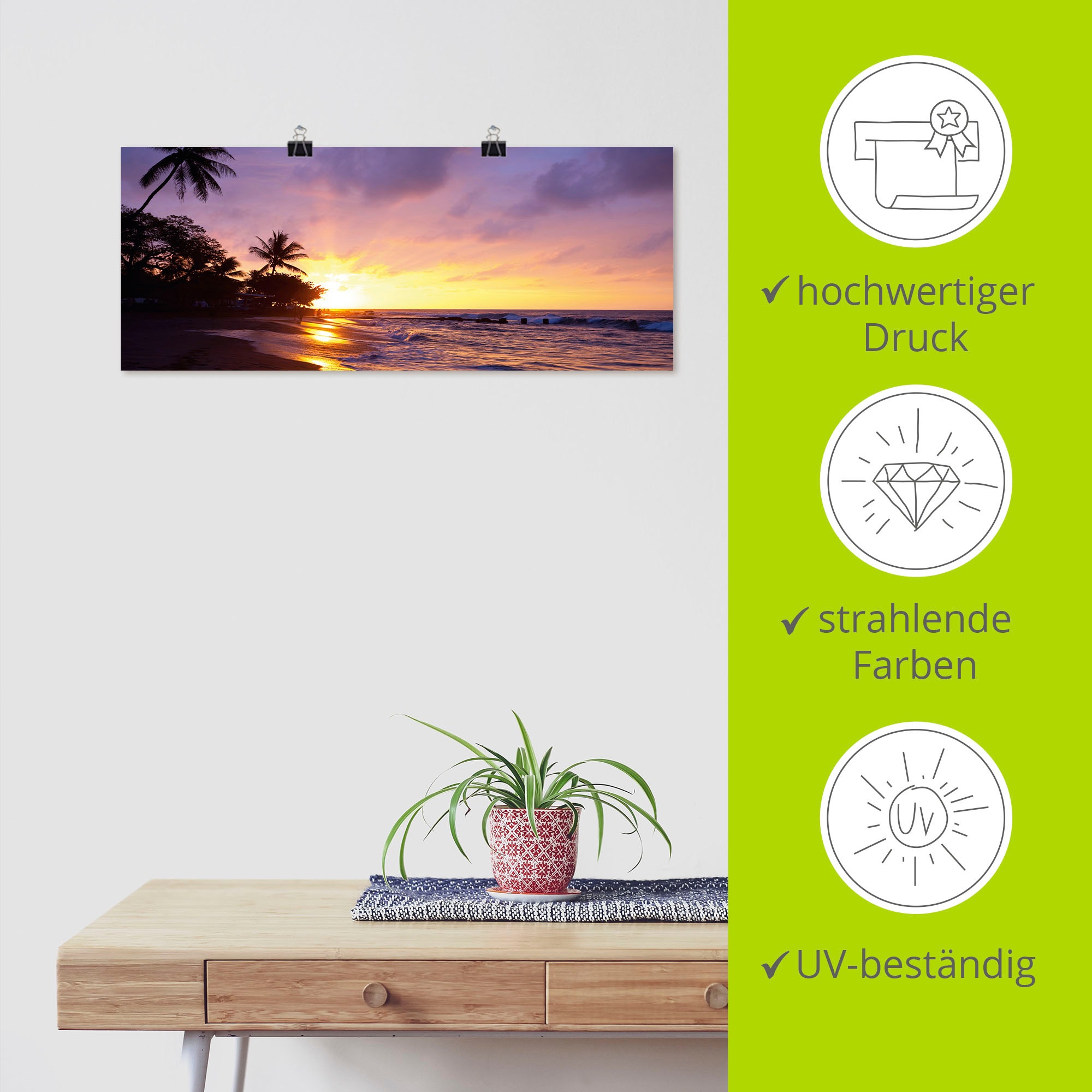 Artland Wandbild »Tropischer Strand« Sonnenaufgang & -untergang 1 Stk. tlg. als Alubild, Poster in verschied. Größen