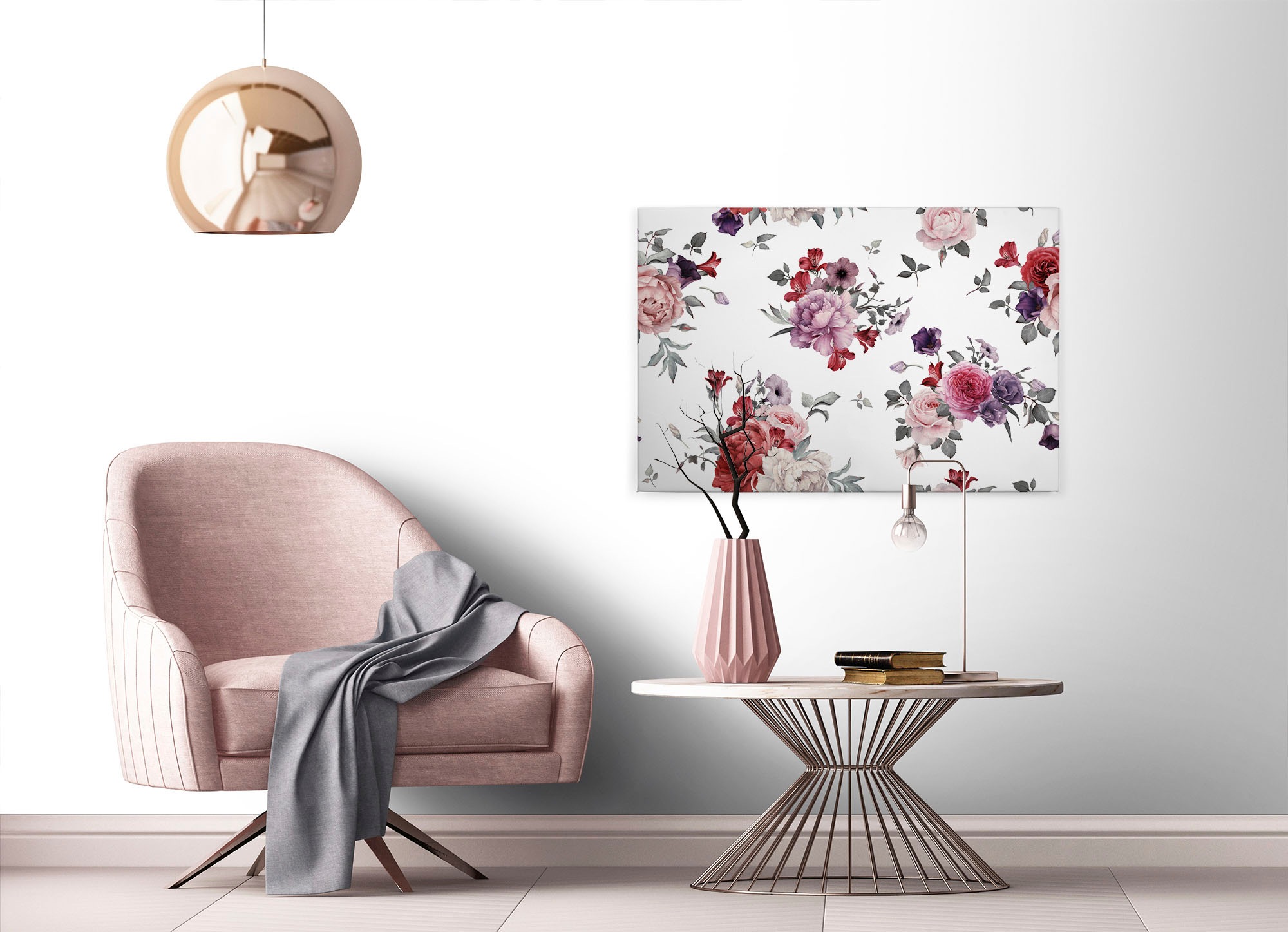 A.S. Création Leinwandbild »Flower Bouquet«, Kunst-Blumen-Kinder, (1 St.), Landhaus Keilrahmen Blumen Rosen Blümchen Leinwand-Bild Wohnzimmer