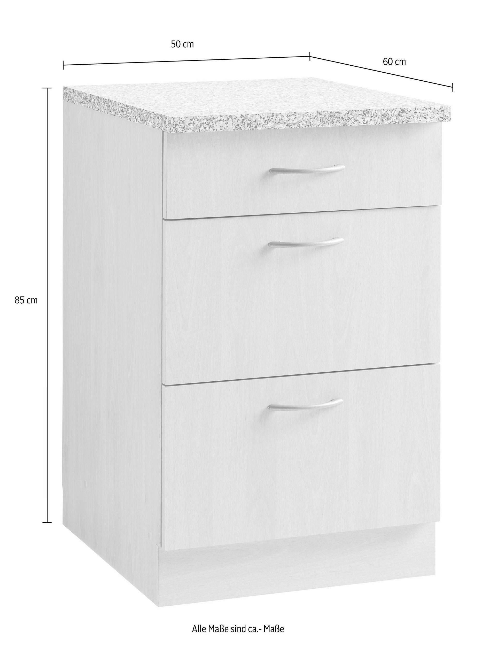 wiho Küchen Unterschrank »Kiel«, 50 cm breit, 60 cm tief, mit 2 großen Auszügen und 1 Schublade