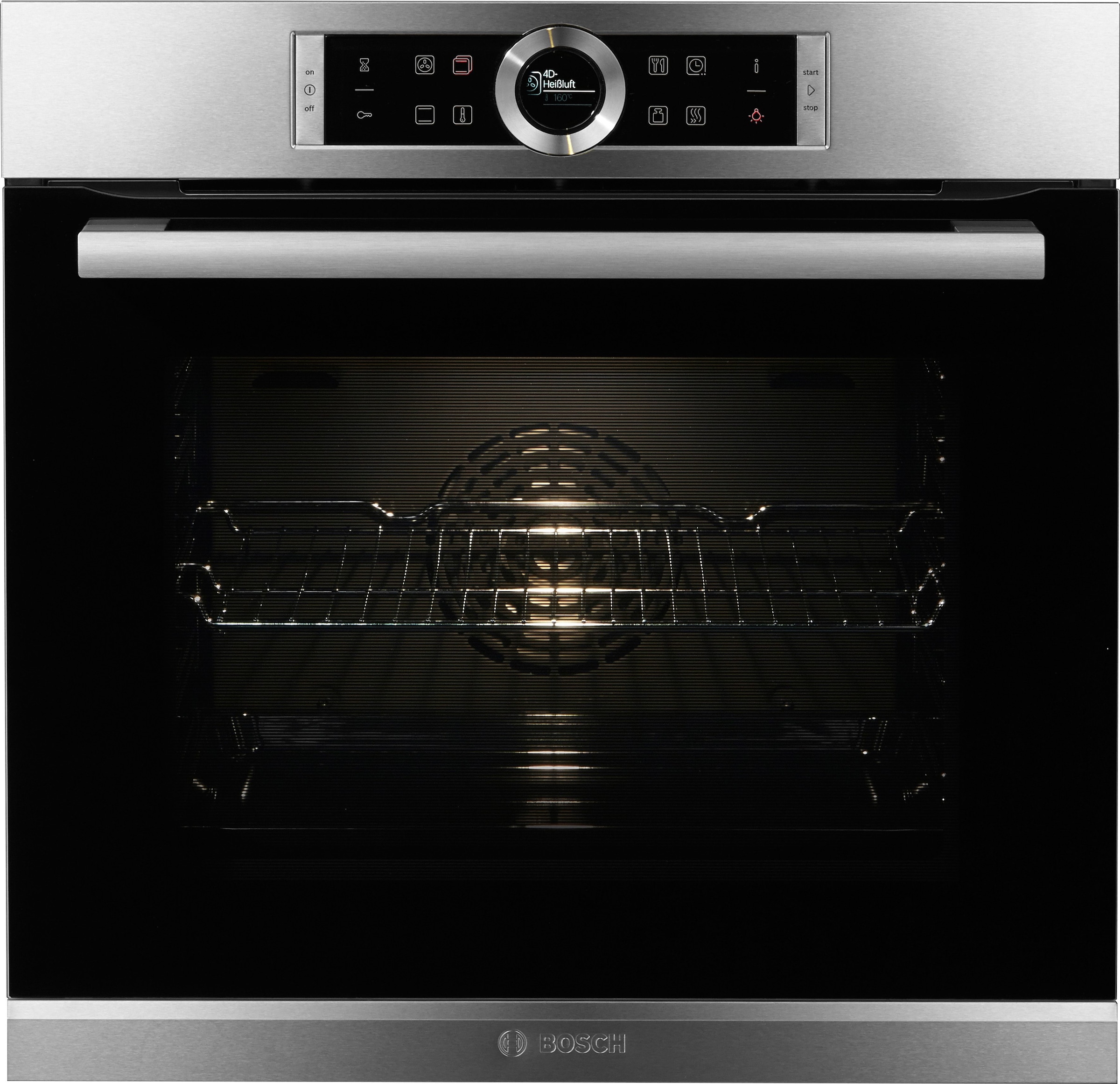 3. Bild von BOSCH Einbaubackofen »HBG635B«, Serie 8, mit Teleskopauszug nachrüstbar, ecoClean Direct, 4D-Heißluft-Eco-Ober-/Unterhitze Eco-Umluft-Infra-Grill-Großflächen-/Kleinflächengrill-Pizzastufe-Sanftgaren-Vorwärmen-Warmhalten-Auftaustufe, mit Pizzastufe