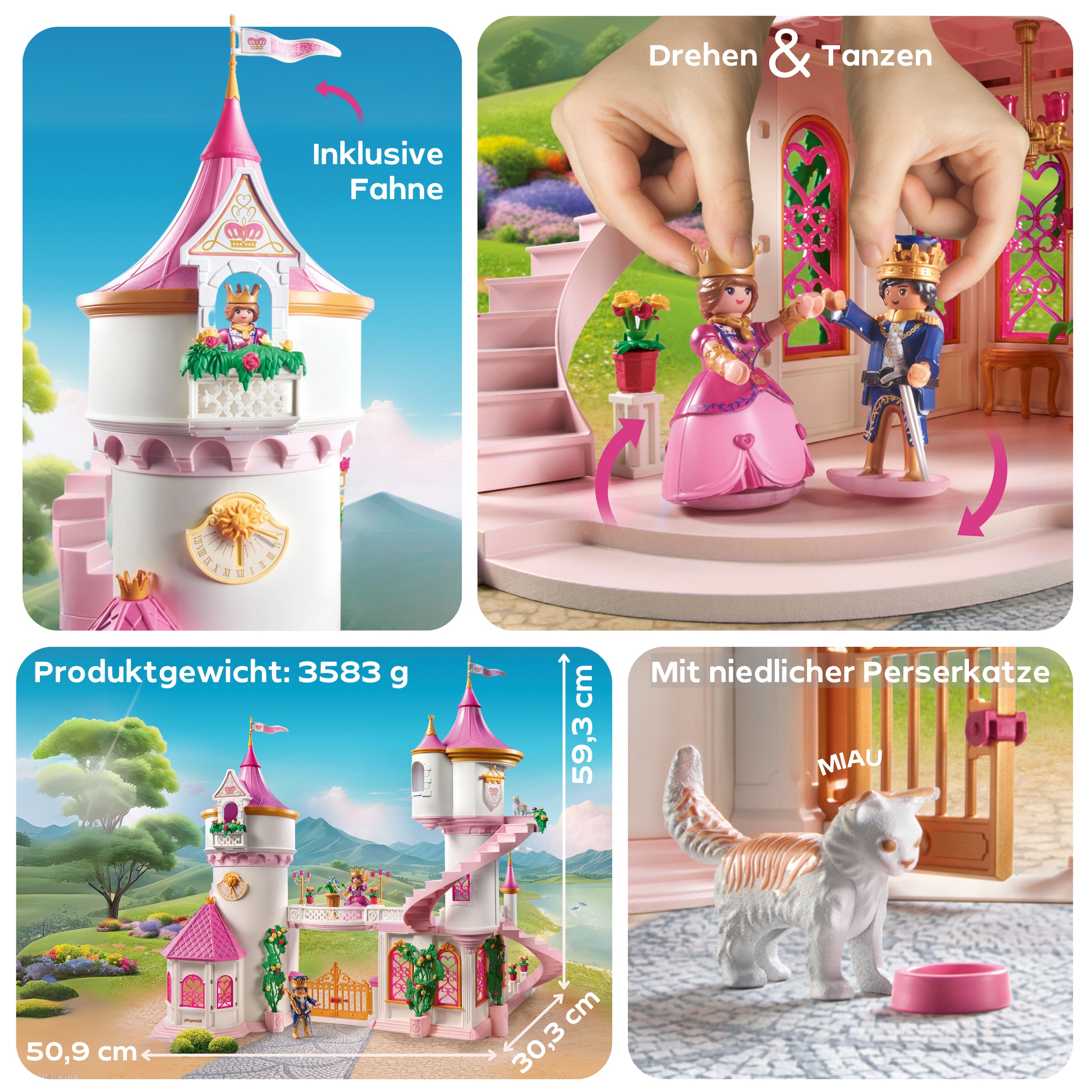 Playmobil® Konstruktions-Spielset »Prinzessinnenschloss mit Königspaar (71845), Playmobil Princess Magic«, (422 St.), Made in Germany