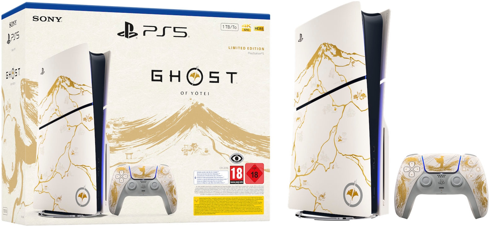 PlayStation 5 Spielekonsole »PS5 Ghost of Yōtei Gold Limited Edition Bundle« 1.000 GB PlayStation 5 Disk – Limited Edition Ghost of Yotei