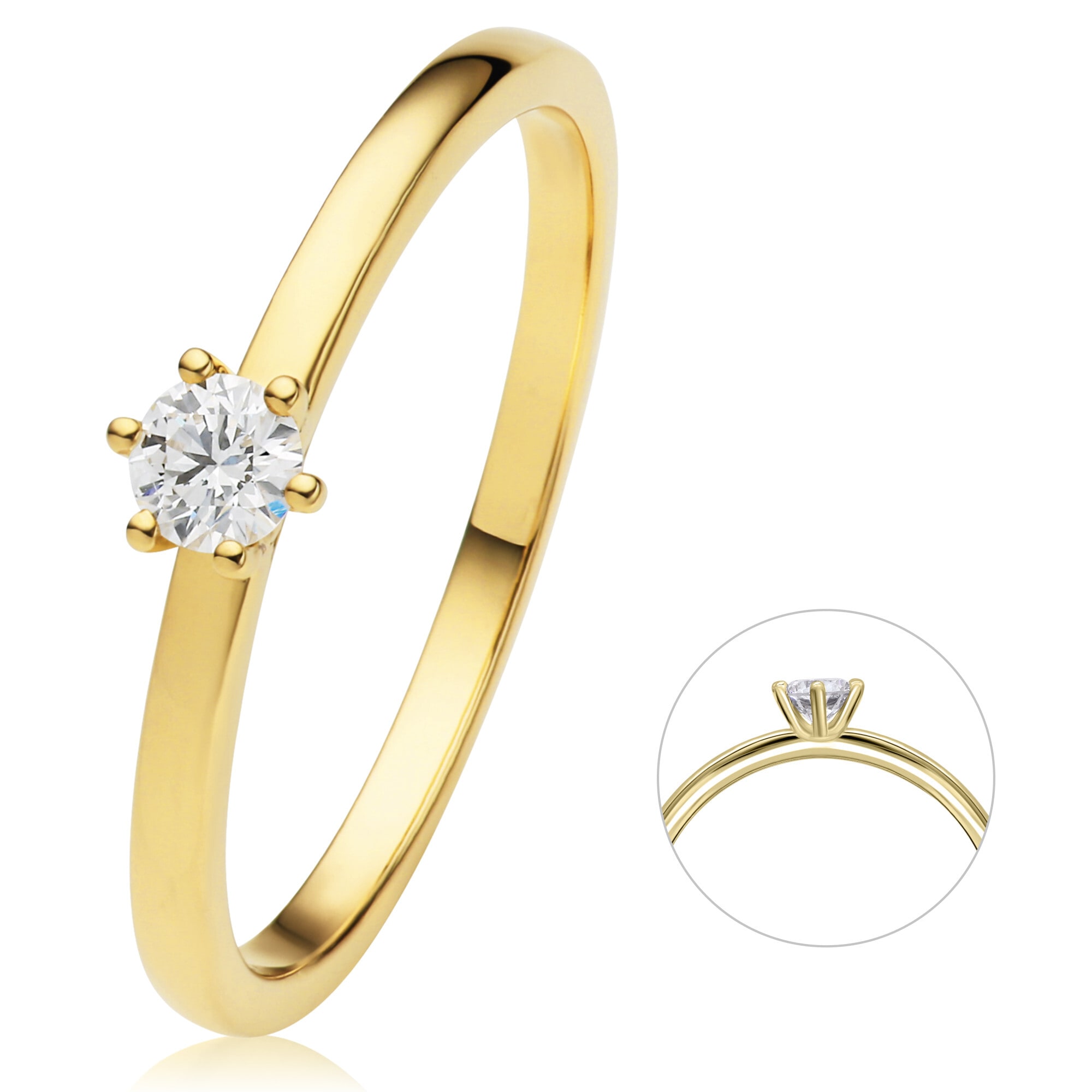 ONE ELEMENT Diamantring »0 aus Damen Gold Gelbgold« Diamant Ring ct Brillant 750 15 Schmuck