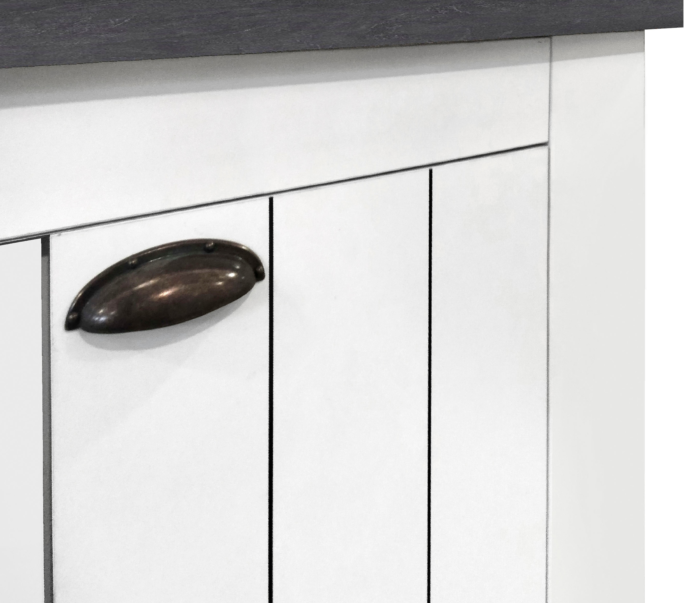 INOSIGN Schuhschrank »FIGO, Made in Italy – Schuhkommode,Schuhregal für ca. 40 Paar Schuhe«, (1 St.), 4-Türig, Siebdruck-dekorative Fräsungen, 10 Fächer, Höhe 200 cm