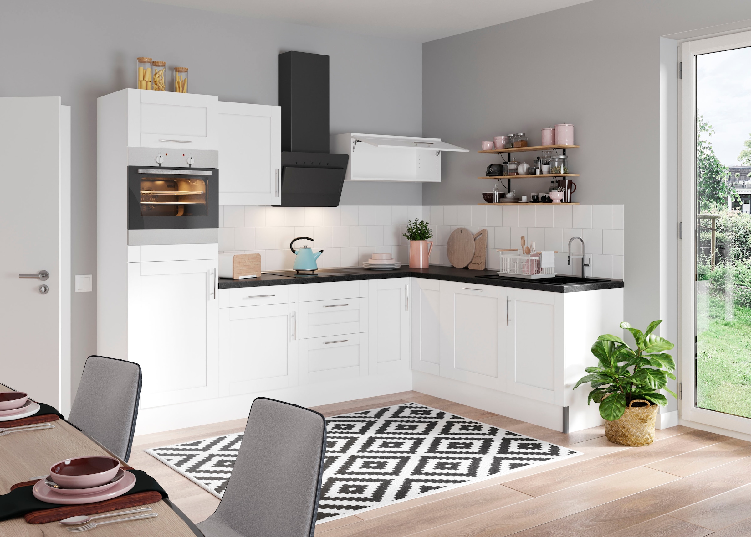 KOCHSTATION Küche »KS-Ahus«, 200 x 270 cm breit, wahlweise mit E-Geräten, Soft Close Funktion