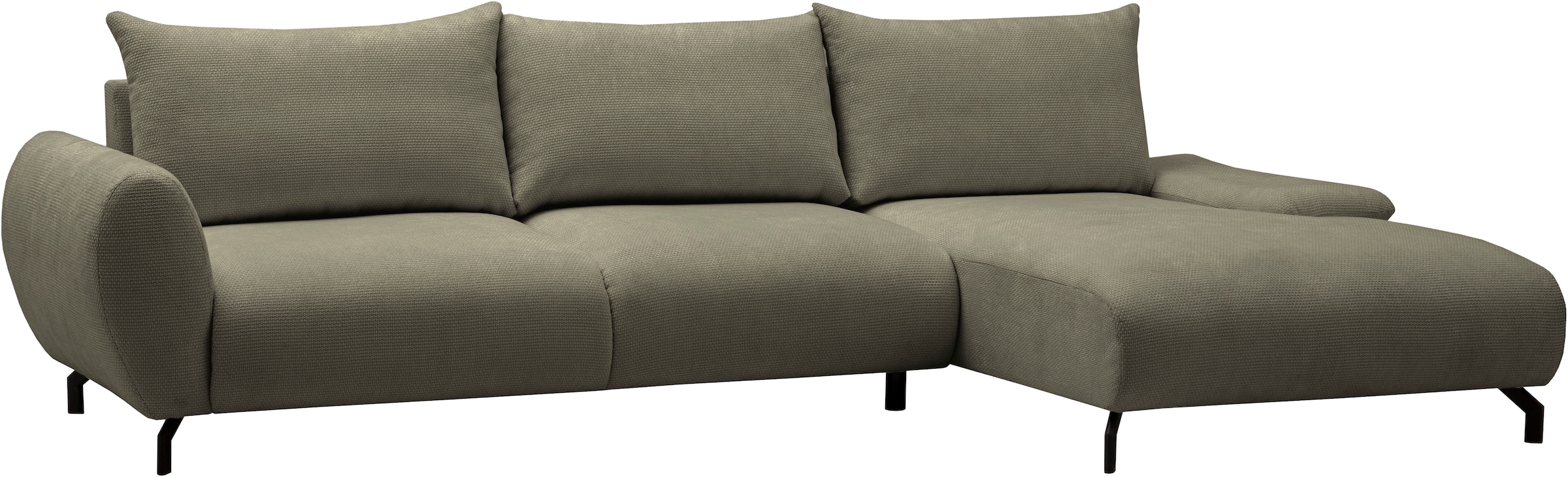 OTTO home Ecksofa »KELLIE, L-Form, 315 cm, verstellbare Armlehne, Metallfüße,« wahlweise Recamiere links o. rechts, Chenille-Stoff, hoher Sitzkomfort