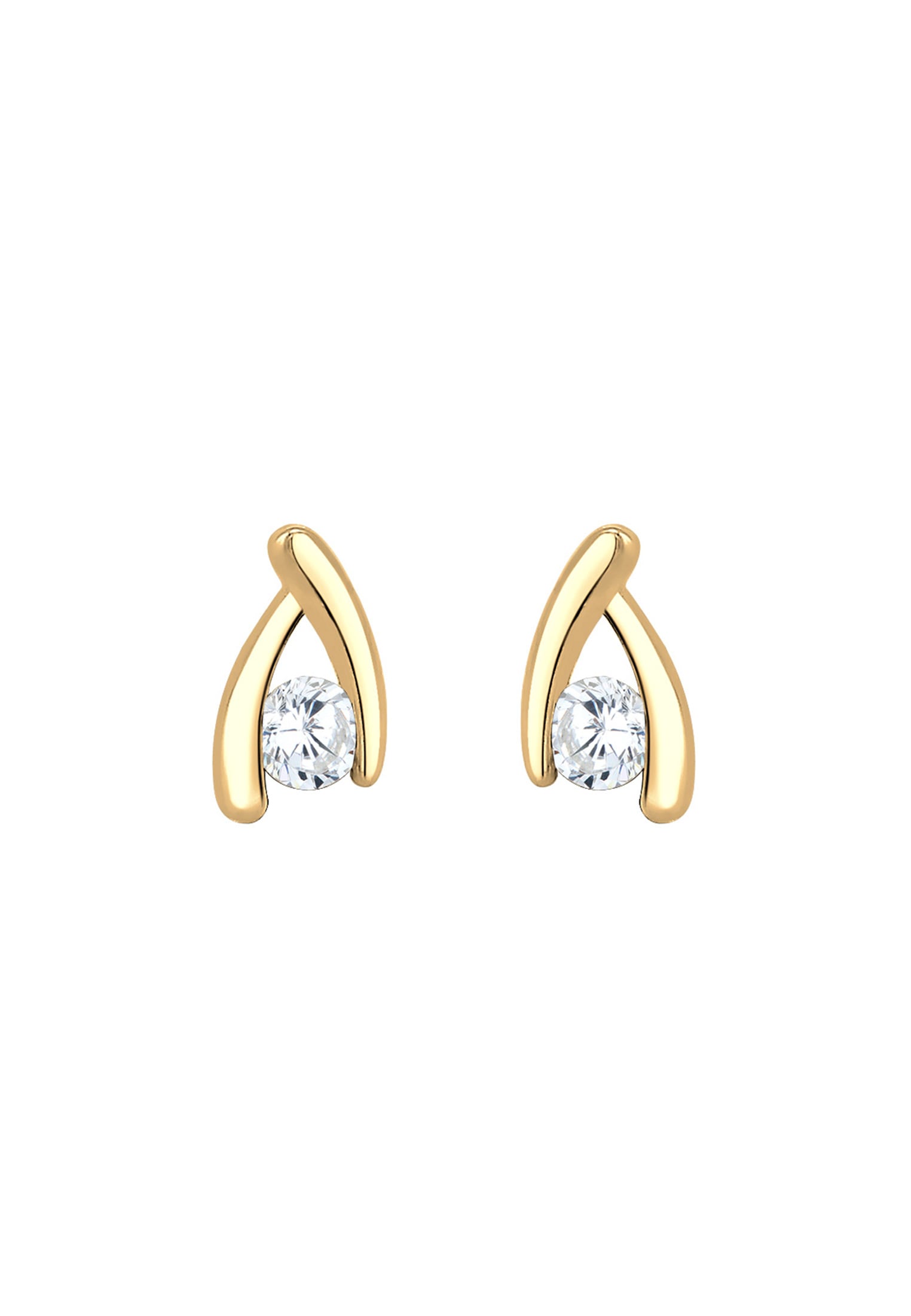 Elli Premium Paar Ohrstecker »Ohrstecker Zirkonia Weiß 585 Gelbgold«