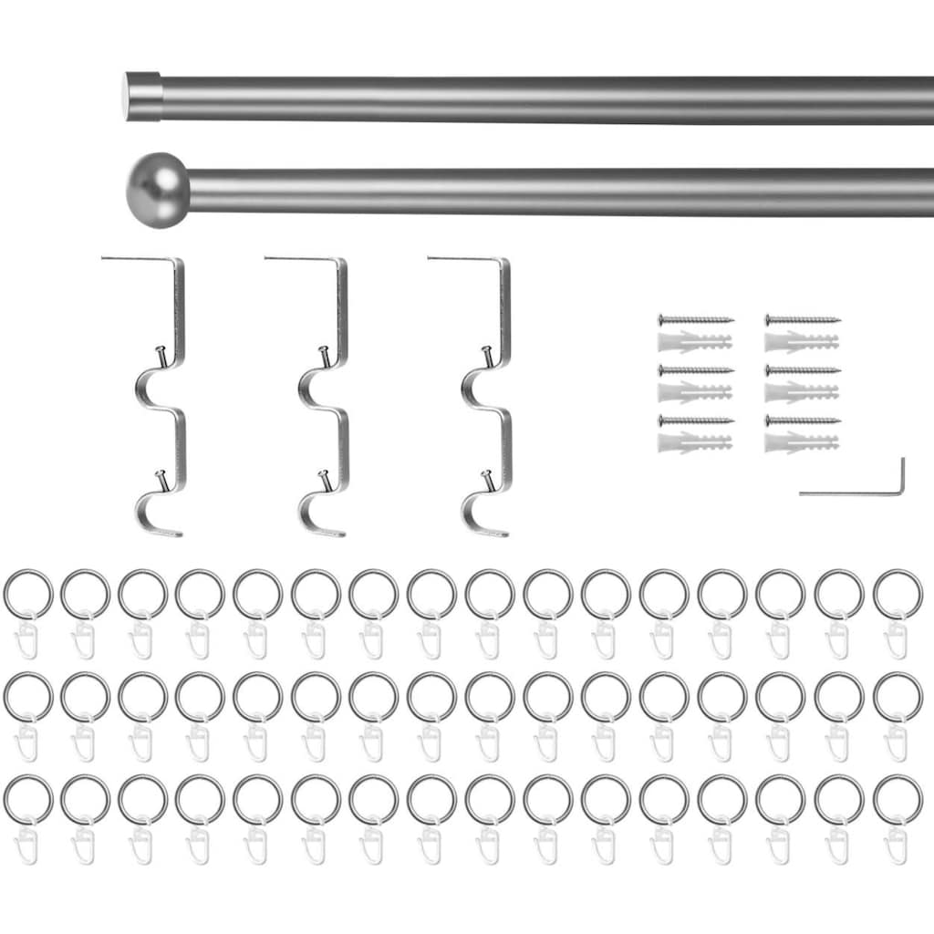 LICHTBLICK ORIGINAL Gardinenstange »Gardinenstange Kugel, 20 mm, ausziehbar, 2 läufig 130 - 240 cm Chrom«, 2 läufig-läufig, ausziehbar, Zweiläufige Vorhangstange mit Ringen für Gardinen und Stores.