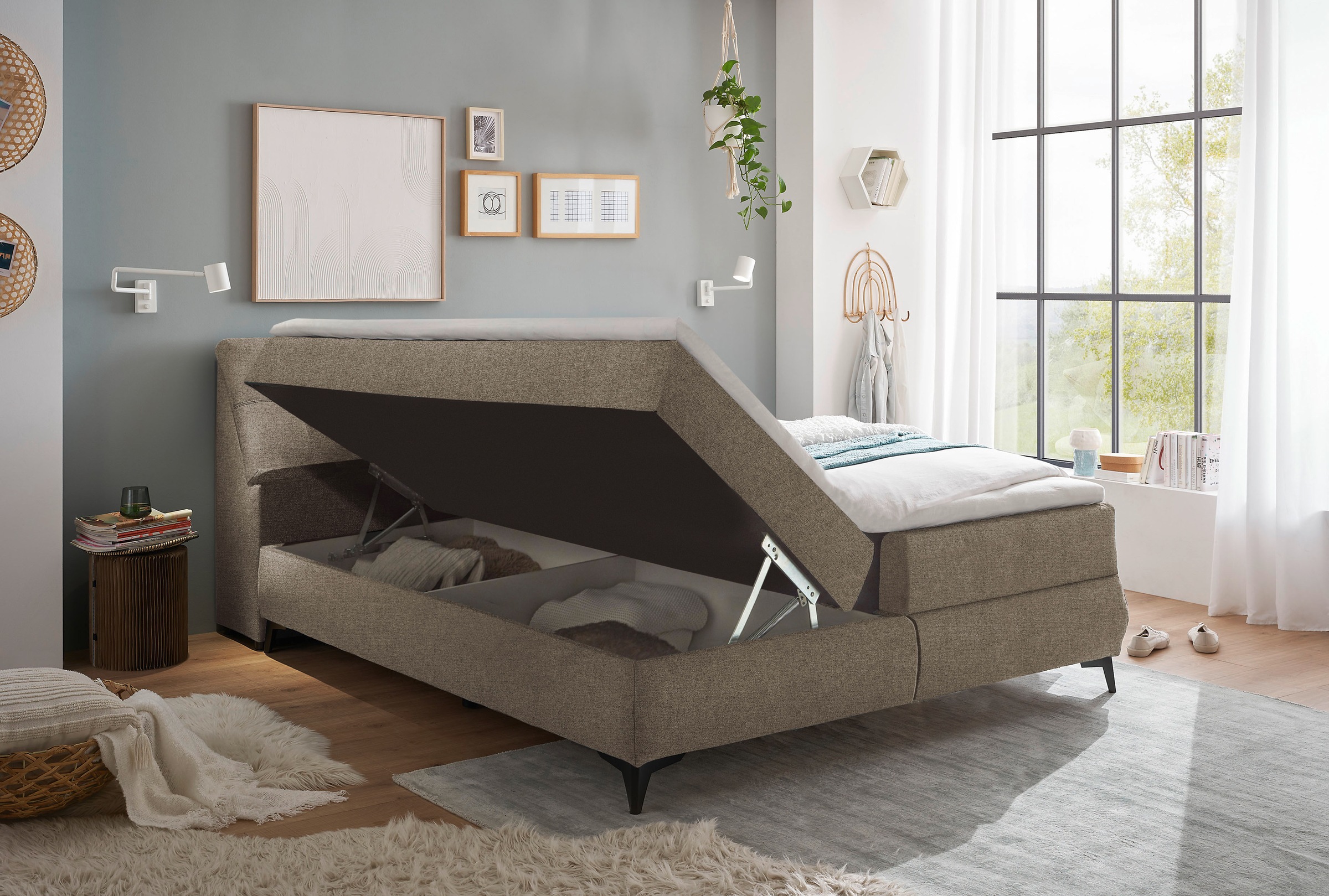 ED EXCITING DESIGN Boxbett »Atlantis«, mit Bettkasten und Stauraum im Kopfteil