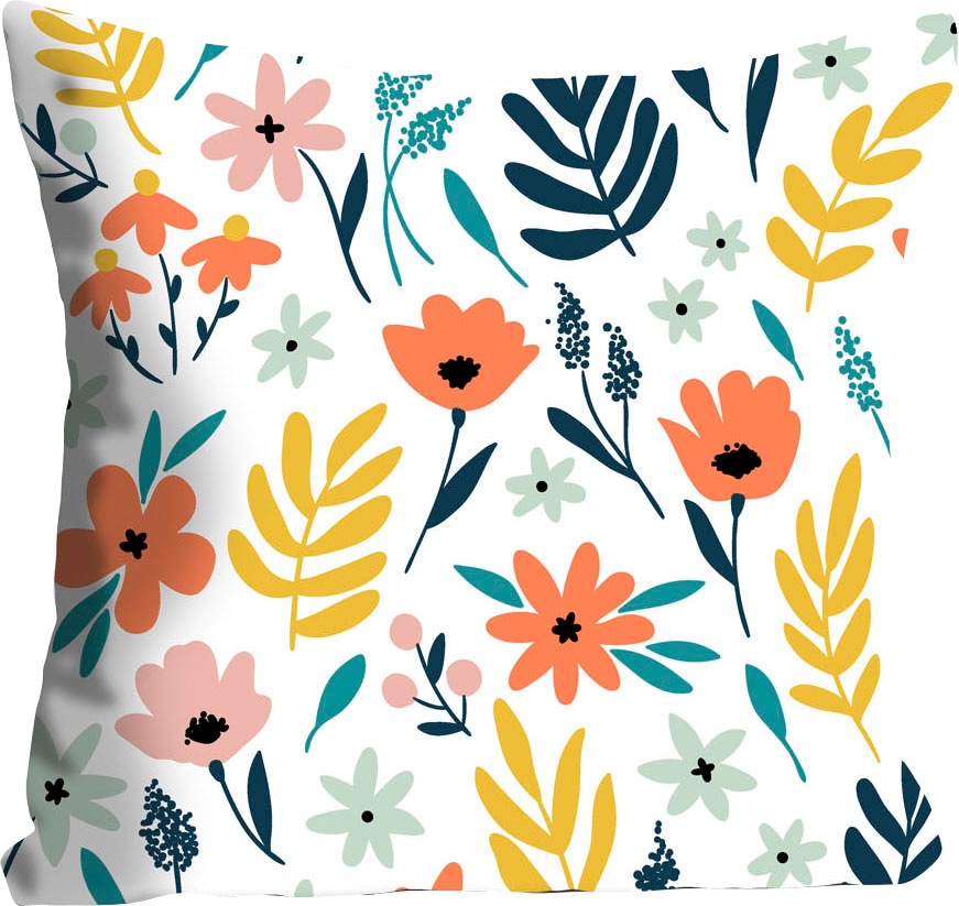 queence Dekokissen »Jasmine«, Kissenhülle,Bunte Blumen,Fröhlich,Sommer,Lebendig,Floral,Farbig