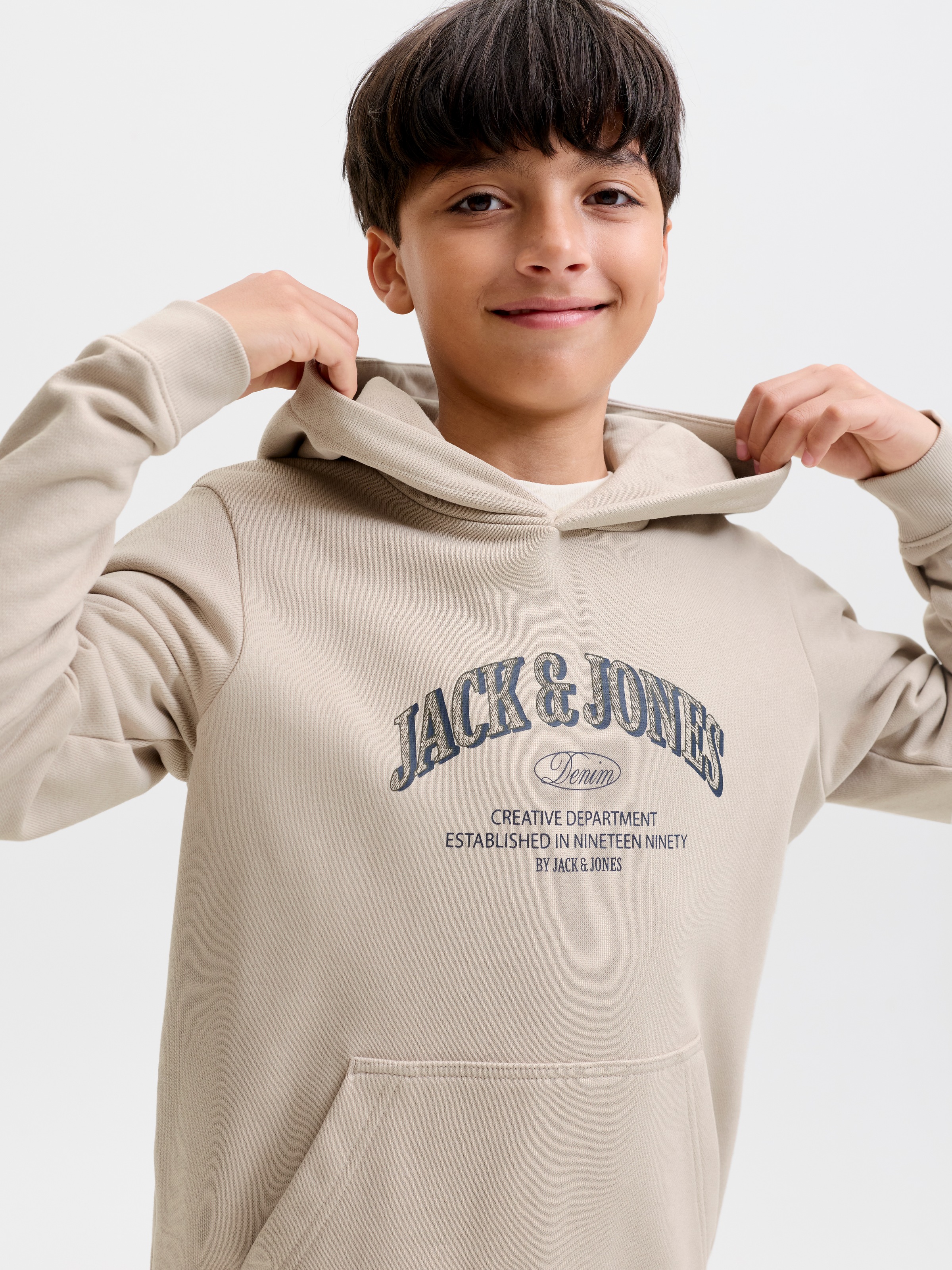 Jack & Jones Junior Kapuzensweatshirt »JJEDENVER LOGO SWEAT HOOD JNR«, Baumwollmischung, locker geschnitten
