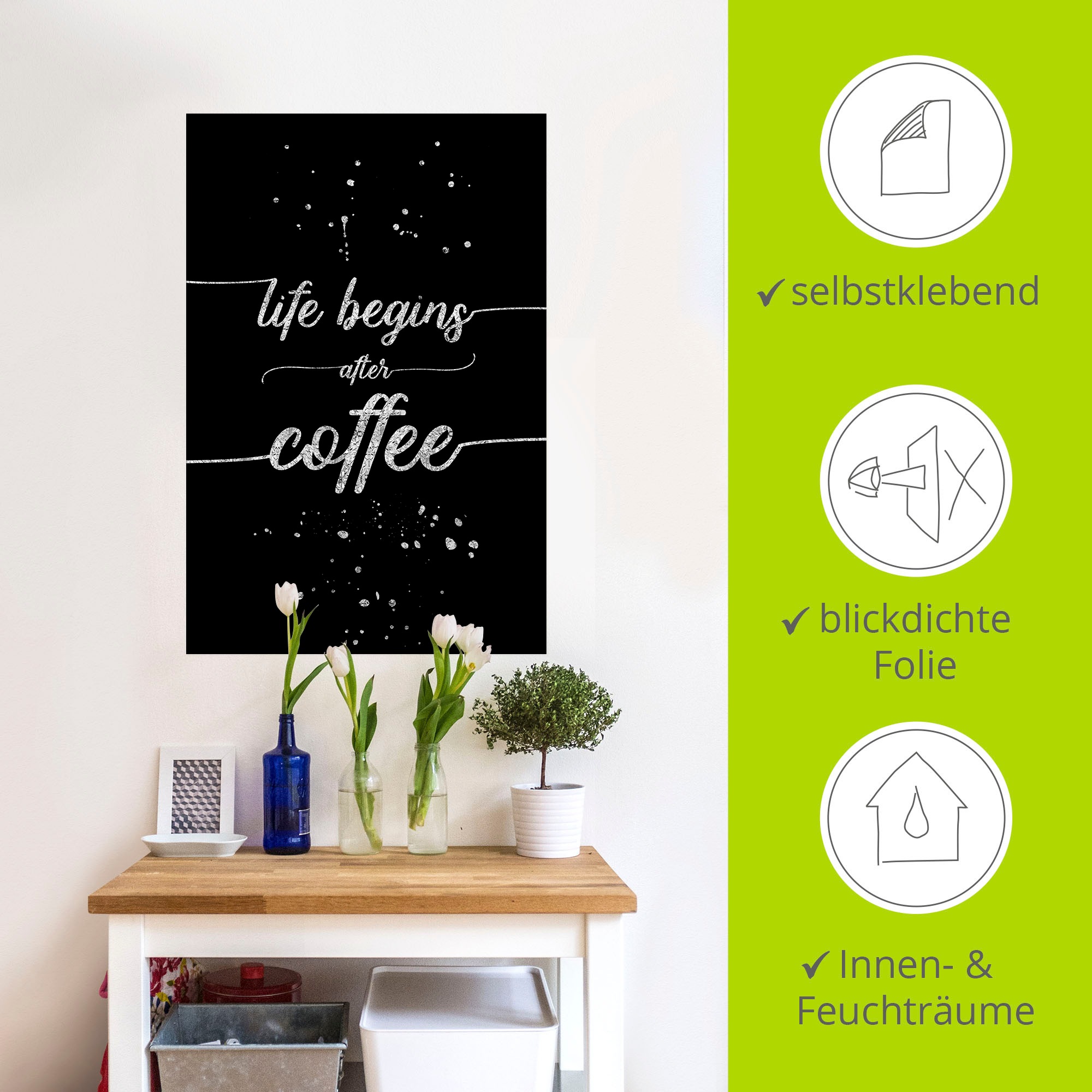 Artland Wandbild »Leben beginnt nach dem Kaffee«, Sprüche & Texte, (1 St.), als Alubild, Outdoorbild, Leinwandbild, Wandaufkleber, versch. Größen