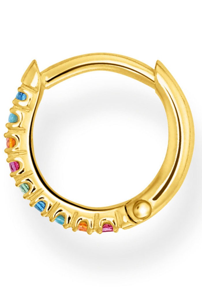 THOMAS SABO Single-Creole »farbige oder weiße Steine, CR658-051-14, CR658-414-14, CR658-488-7«, mit Glas-Keramik Stein, Korund (synth.), Zirkonia (synth.)
