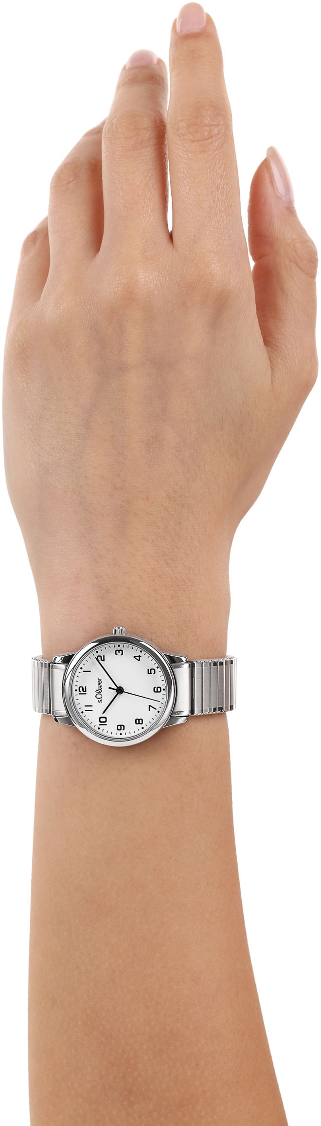 s.Oliver Quarzuhr, Armbanduhr, Damenuhr, Edelstahlarmband, Flexband, Zugband