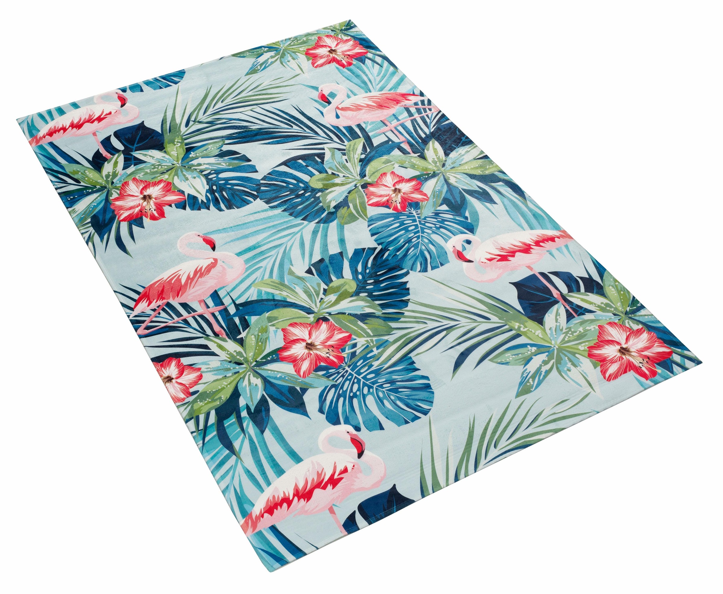 Teppich „Lovely Kids 410“, rechteckig, Motiv Flamingo und Hibiskus, Wohnzimmer bunt 6 mm B/L: 110 cm x 170 cm – 6 mm