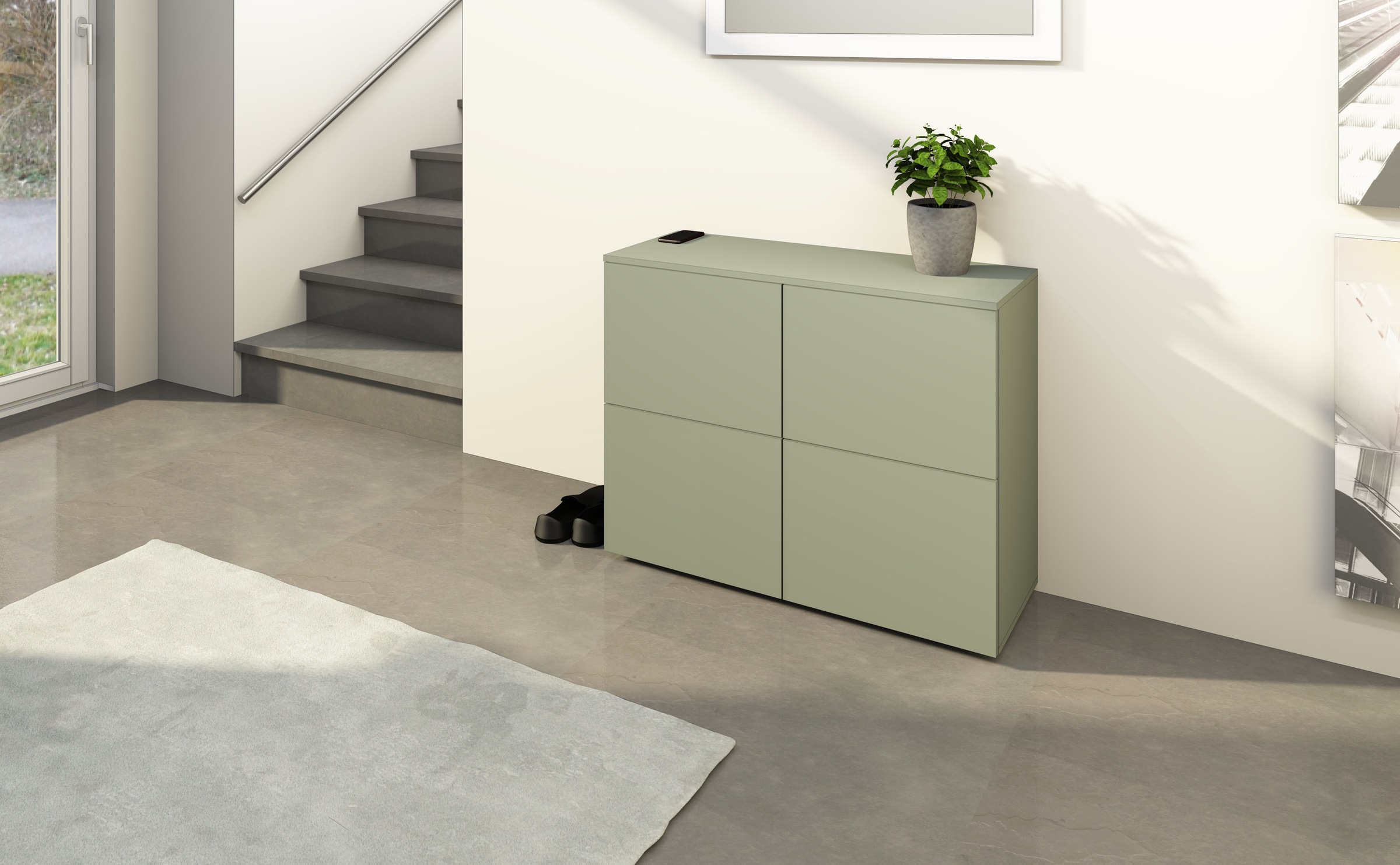 borchardt Möbel Kommode »Rova«, Breite 93 cm, 4-türig, Kommode mit viel Stauraum, salbeifarben