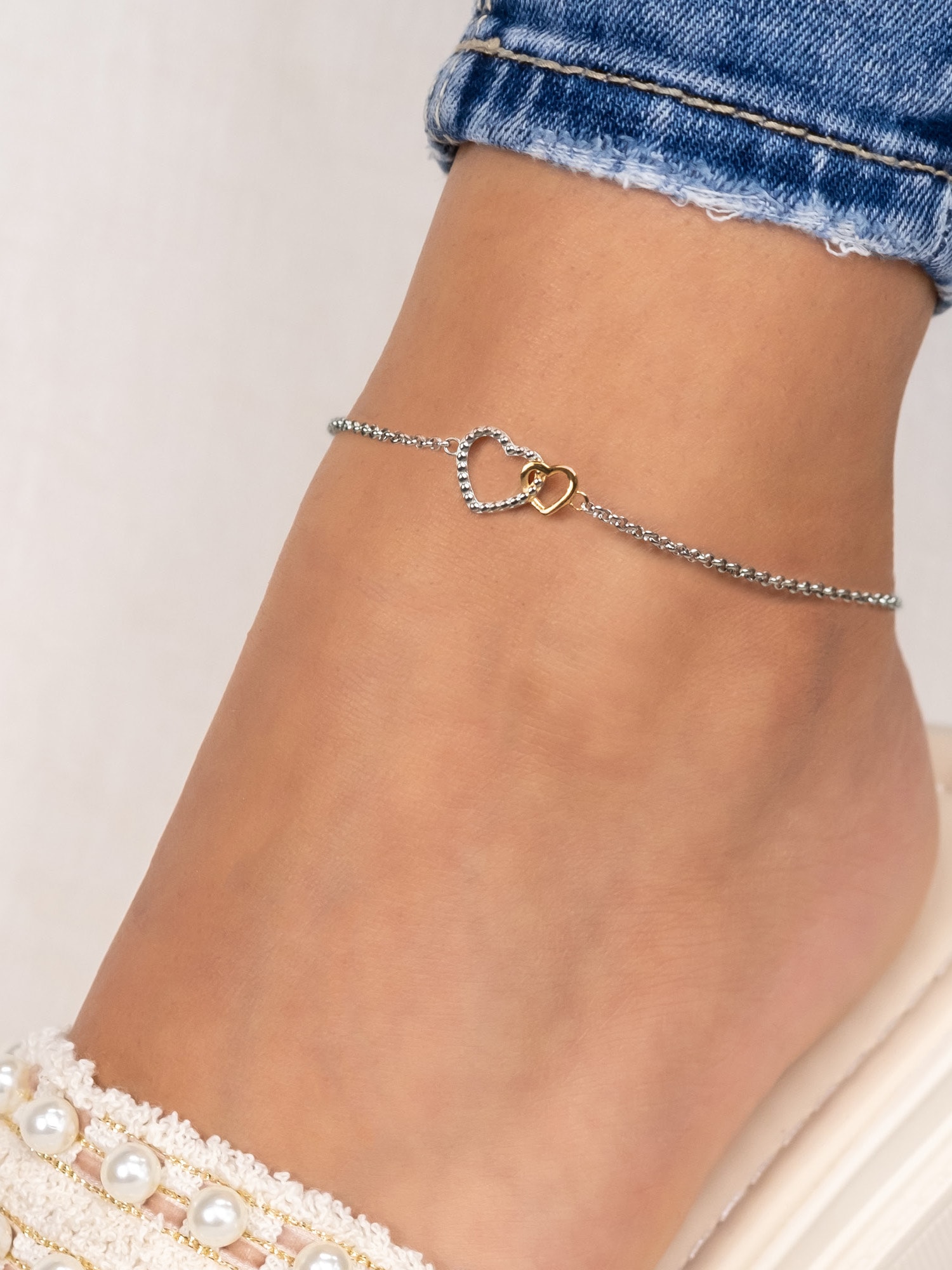Engelsrufer Fußkette »Herzen Bicolor, ERFS-HEART-BIG«, Made in Germany