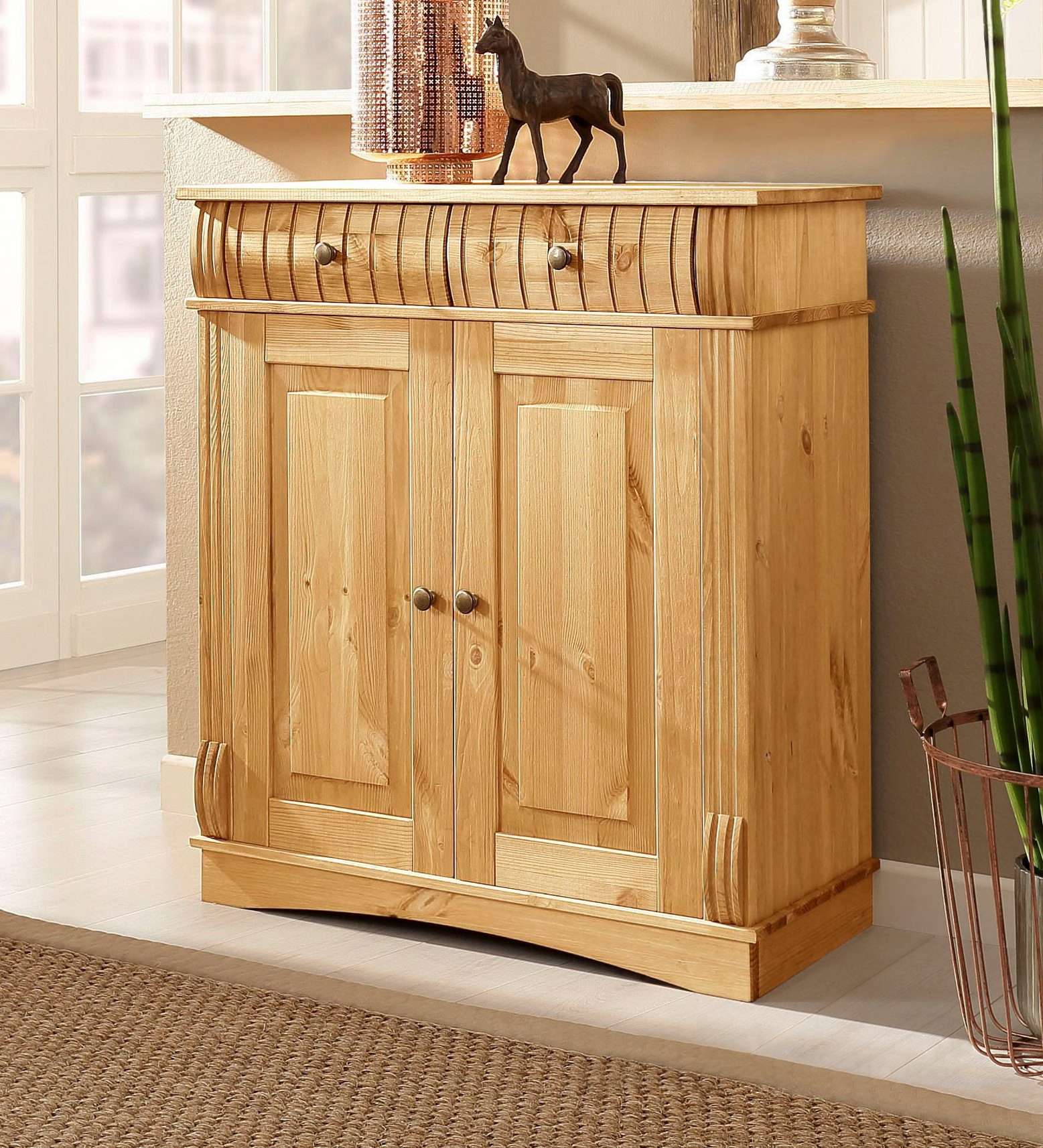 Home affaire Highboard »Teresa Mini-Vitrine mit Glastüren und 2 Schubkästen günstig online kaufen