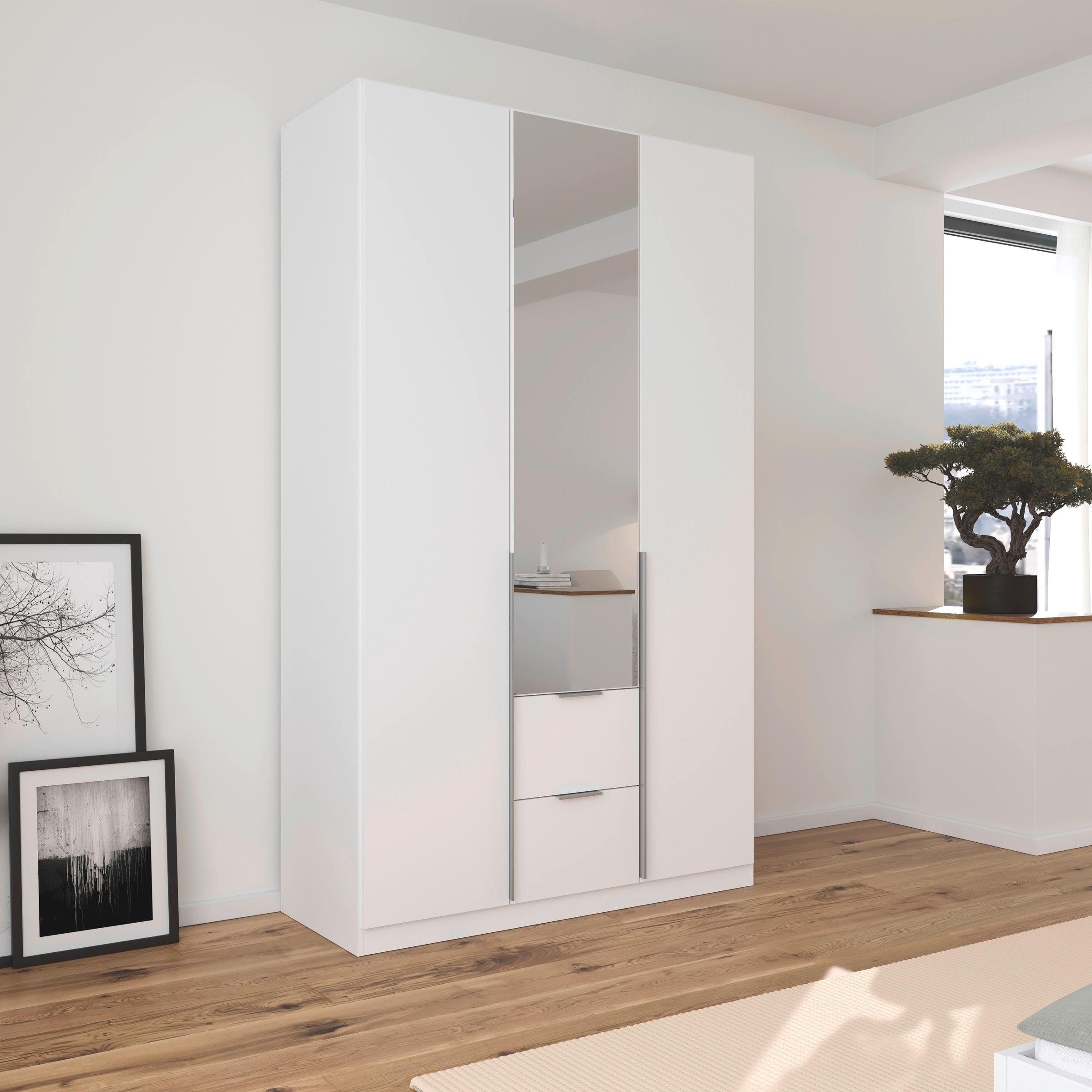 rauch Drehtürenschrank »Kleiderschrank Schrank Garderobe AGORDO mit Dekor- oder Hochglanzfront«, (in zwei Griff-Farben mit Dekor- oder Hochglanzfront), mit Außenschubkästen, in 6 Breiten und 2 Höhen MADE IN GERMANY