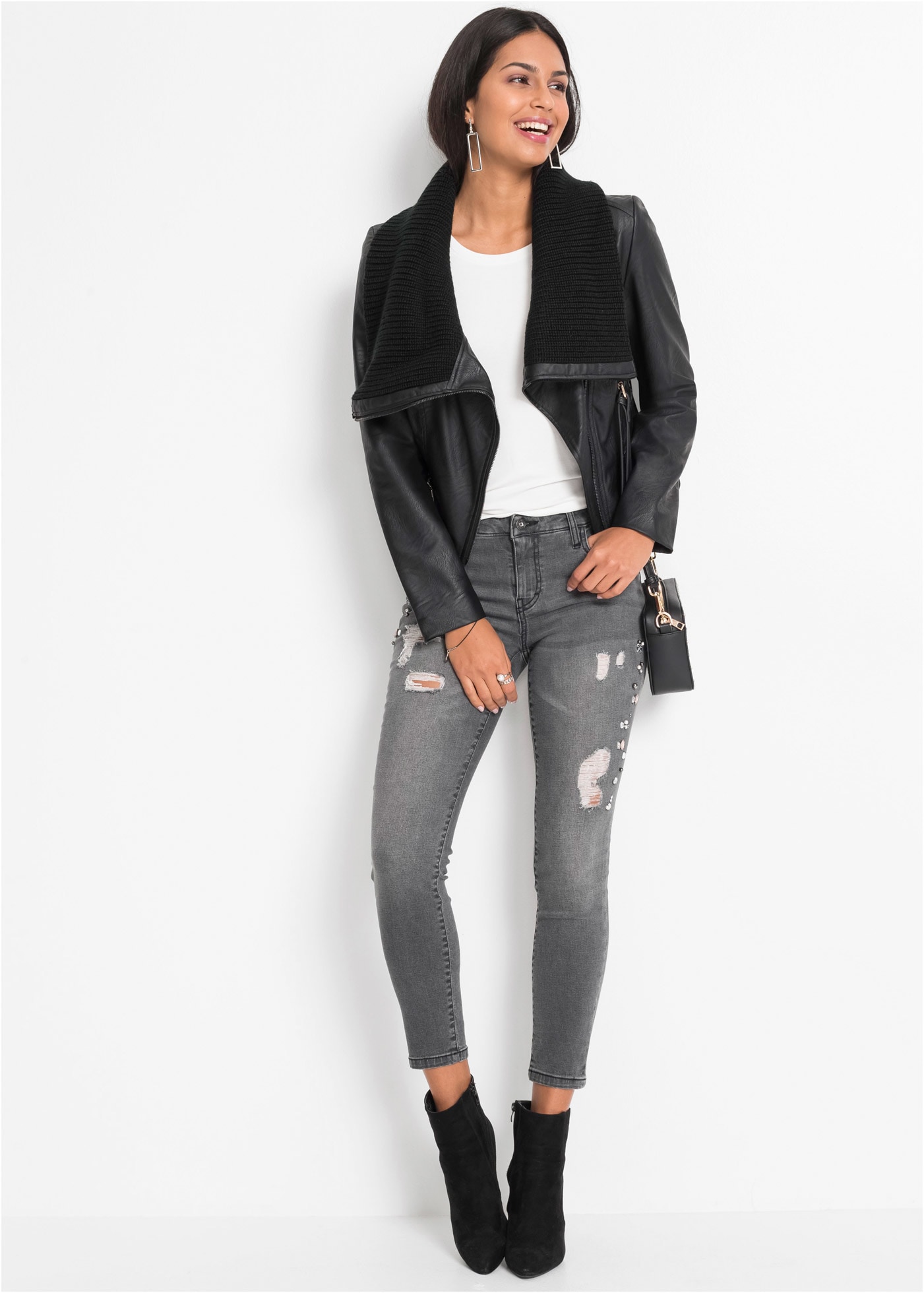 bonprix Lederimitatjacke ohne Kapuze