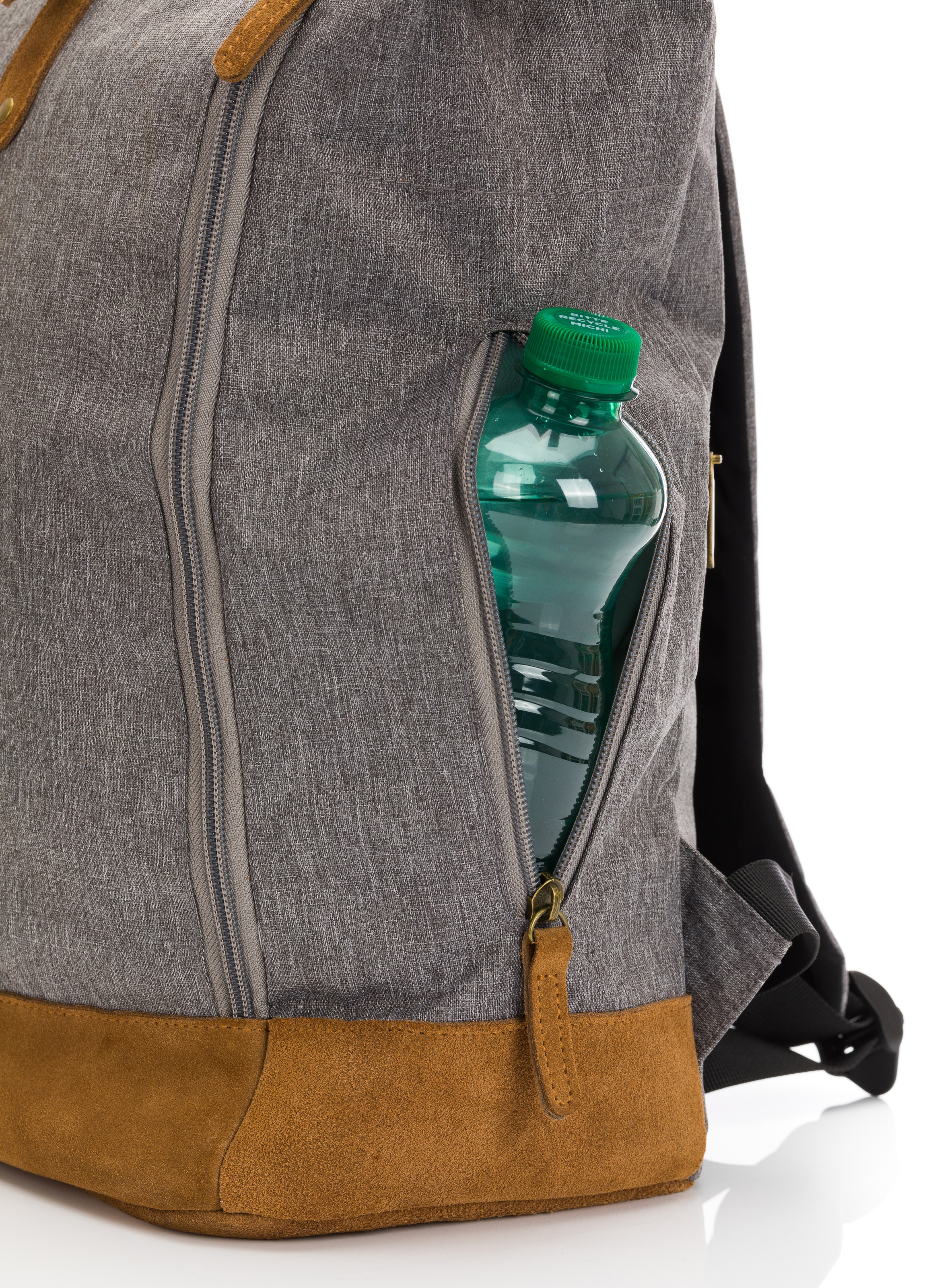 Fillikid Wickelrucksack »Rolltop Berlin, grau melange«, Reflektoren, inkl. Wickeltunterlage