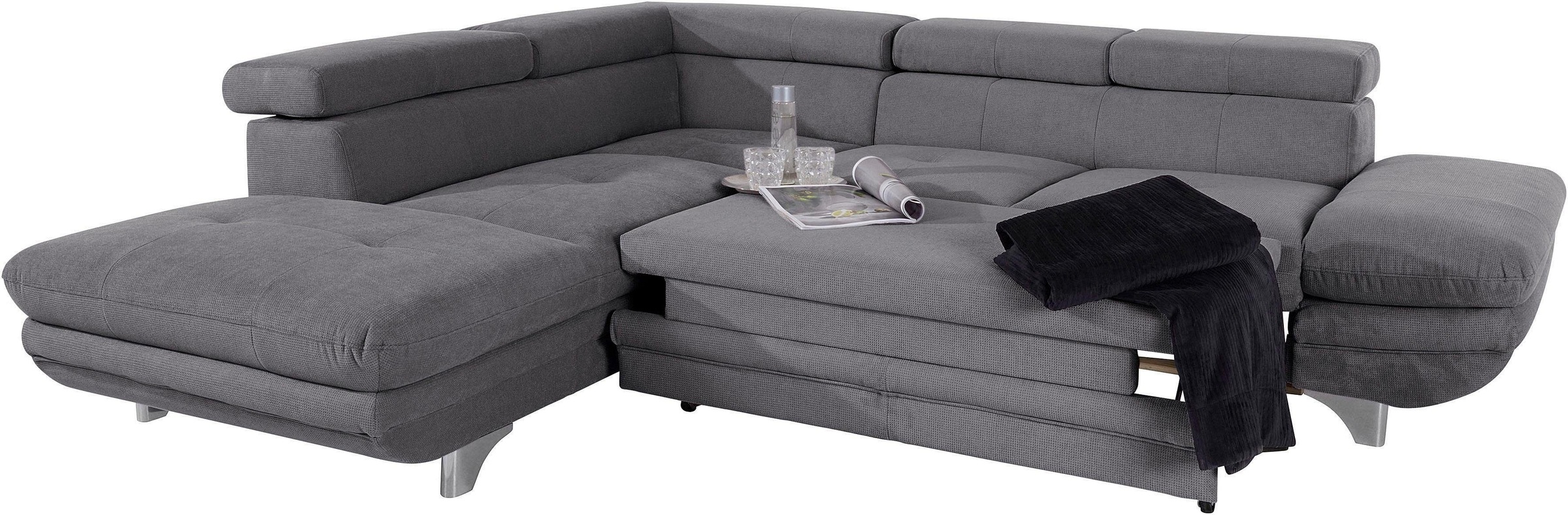 COTTA Polstergarnitur »Enterprise L-Form«, (Set), Set bestehend aus: Ecksofa mit Arm- & Kopfteilverstellung & Hocker