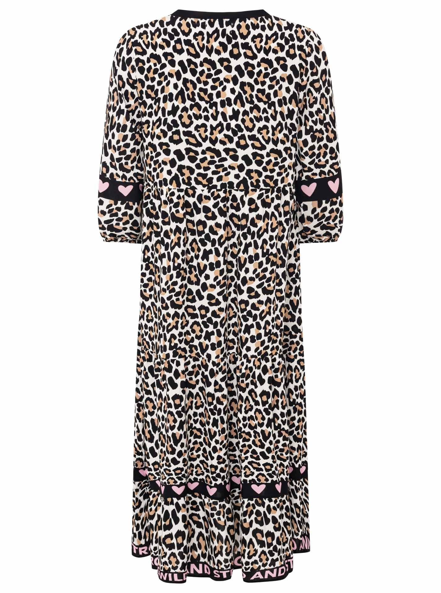 Zwillingsherz Maxikleid »"Classic Leo"« Ohne Taschen Leomuster, Knopfleiste und 3/4 Arm