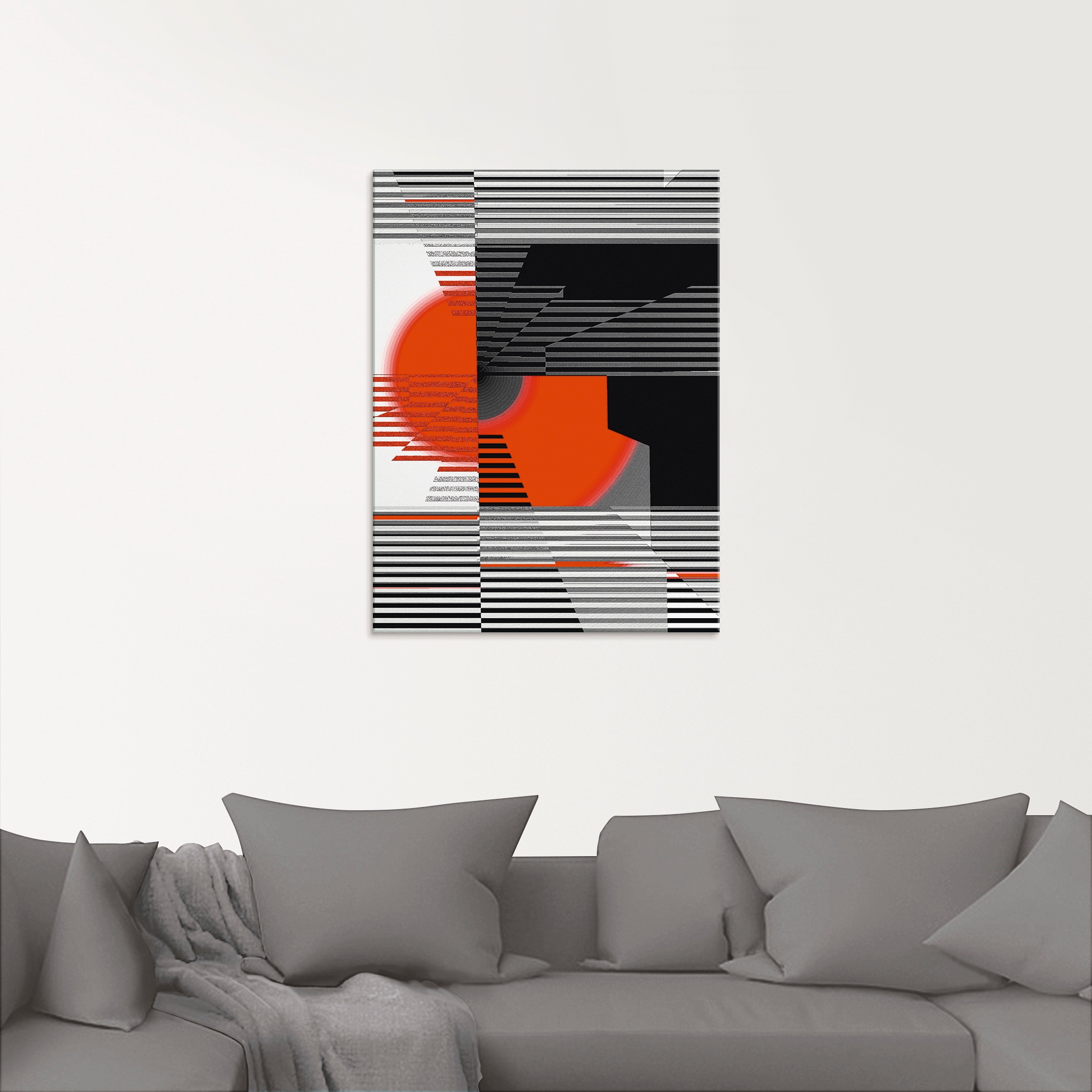 Artland Glasbild »Schwarz weiß trifft rot Version 4«, Muster, (1 St.), in verschiedenen Größen