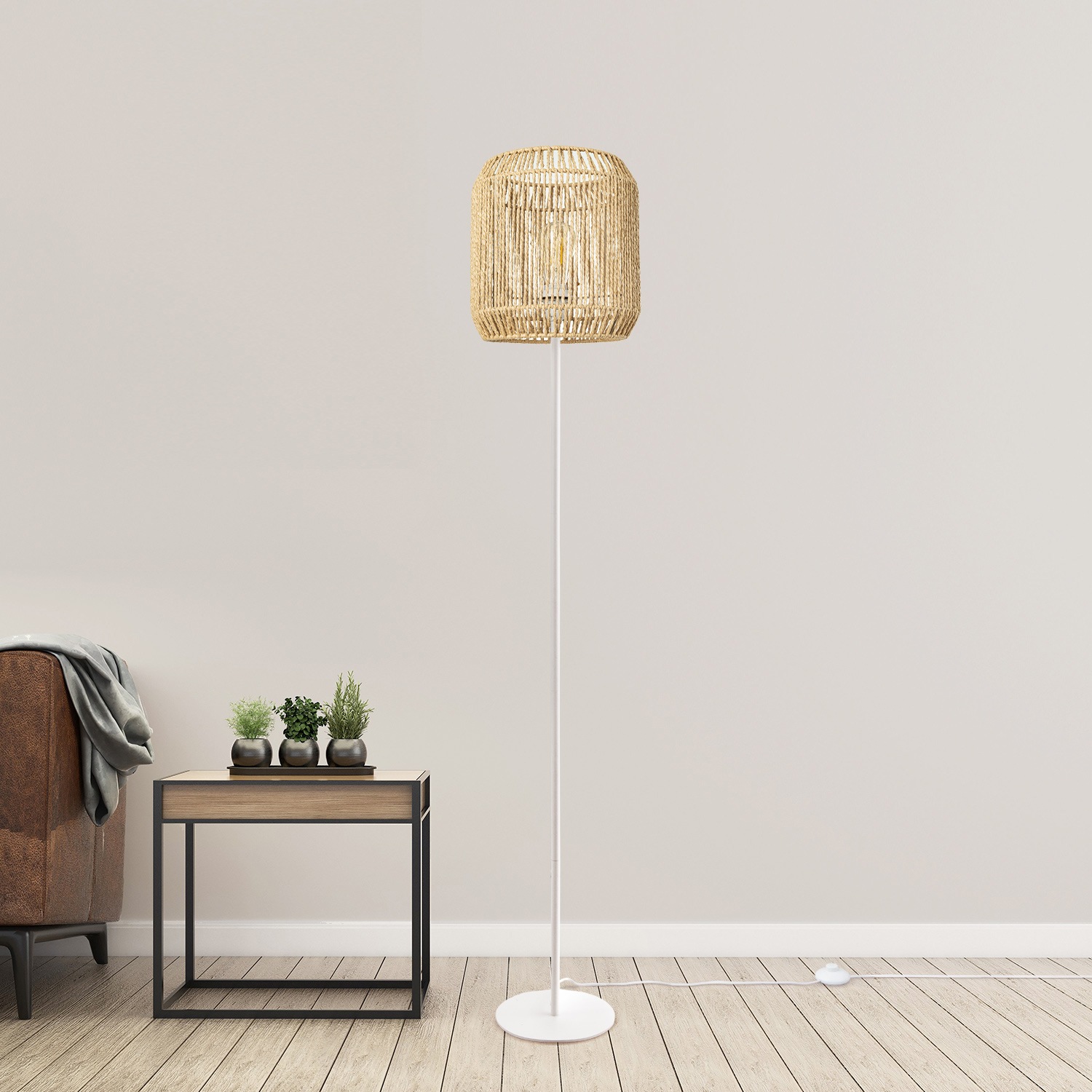 Paco Home Stehlampe »Pedro«, 1 flammig, Leuchtmittel E27 | ohne Leuchtmittel, moderne LED Lampe in Boho Optik, Wohnzimmer, Schlafzimmer, Fassung E27