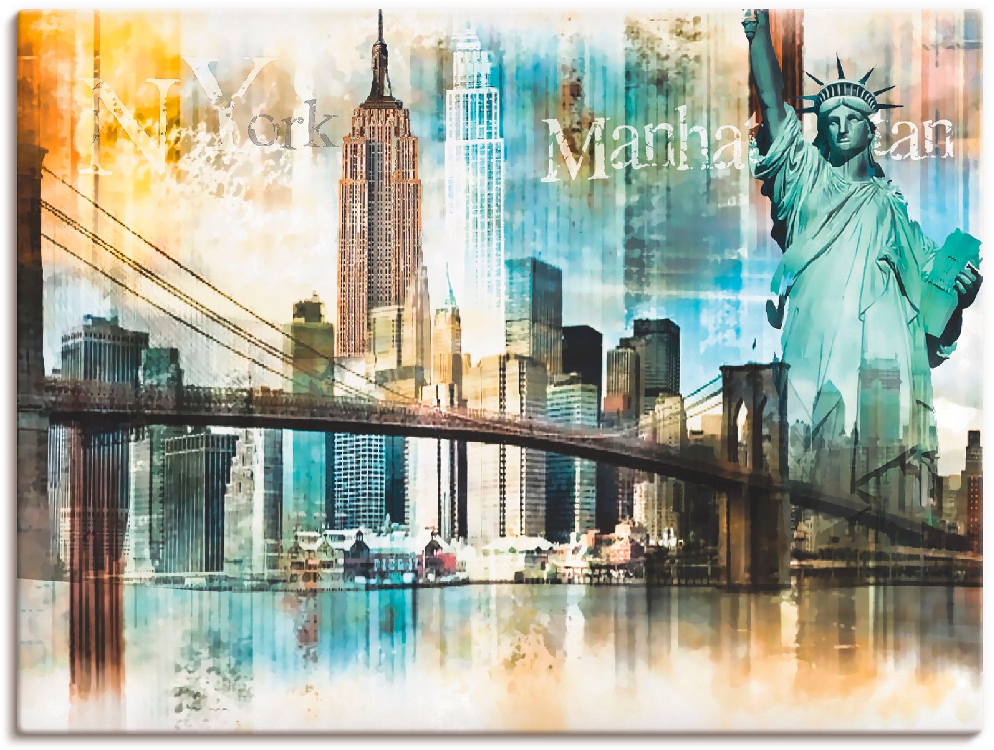 Artland Wandbild »New York Skyline Collage IV« Amerika 1 Stk. tlg. als Lein günstig online kaufen