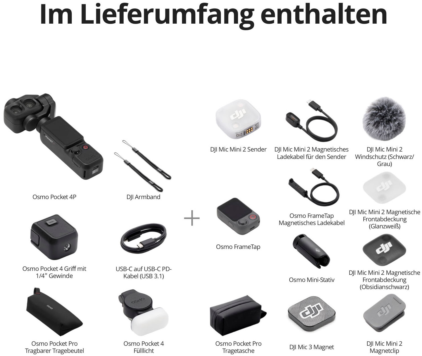 DJI Kompaktkamera »Osmo Pocket 4P (Pro) Vlog Combo« , 37 , 3 fach fach x opt. Zoom , Bluetooth